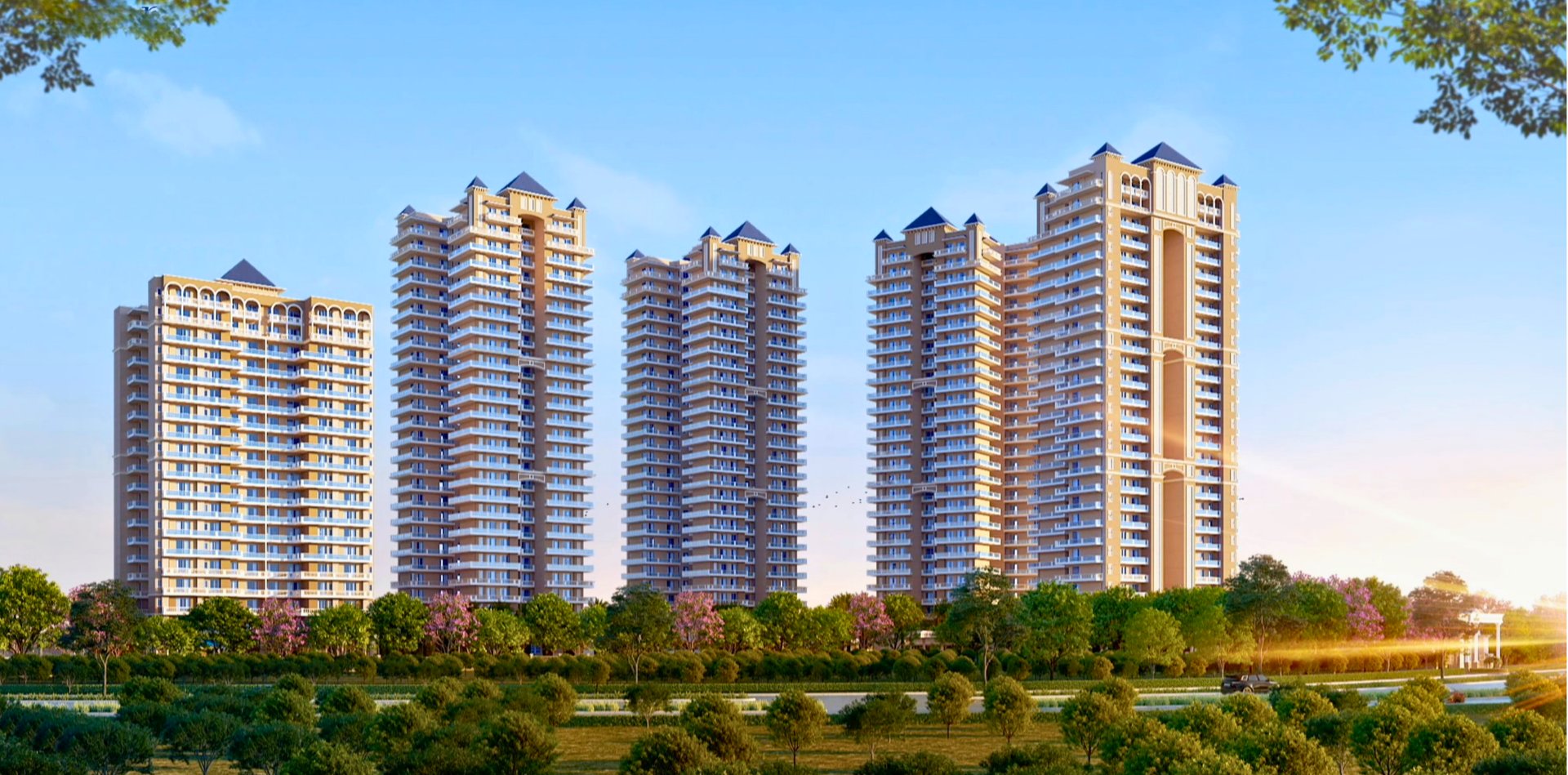 an abstract photo of a curved building with a blue sky in the background