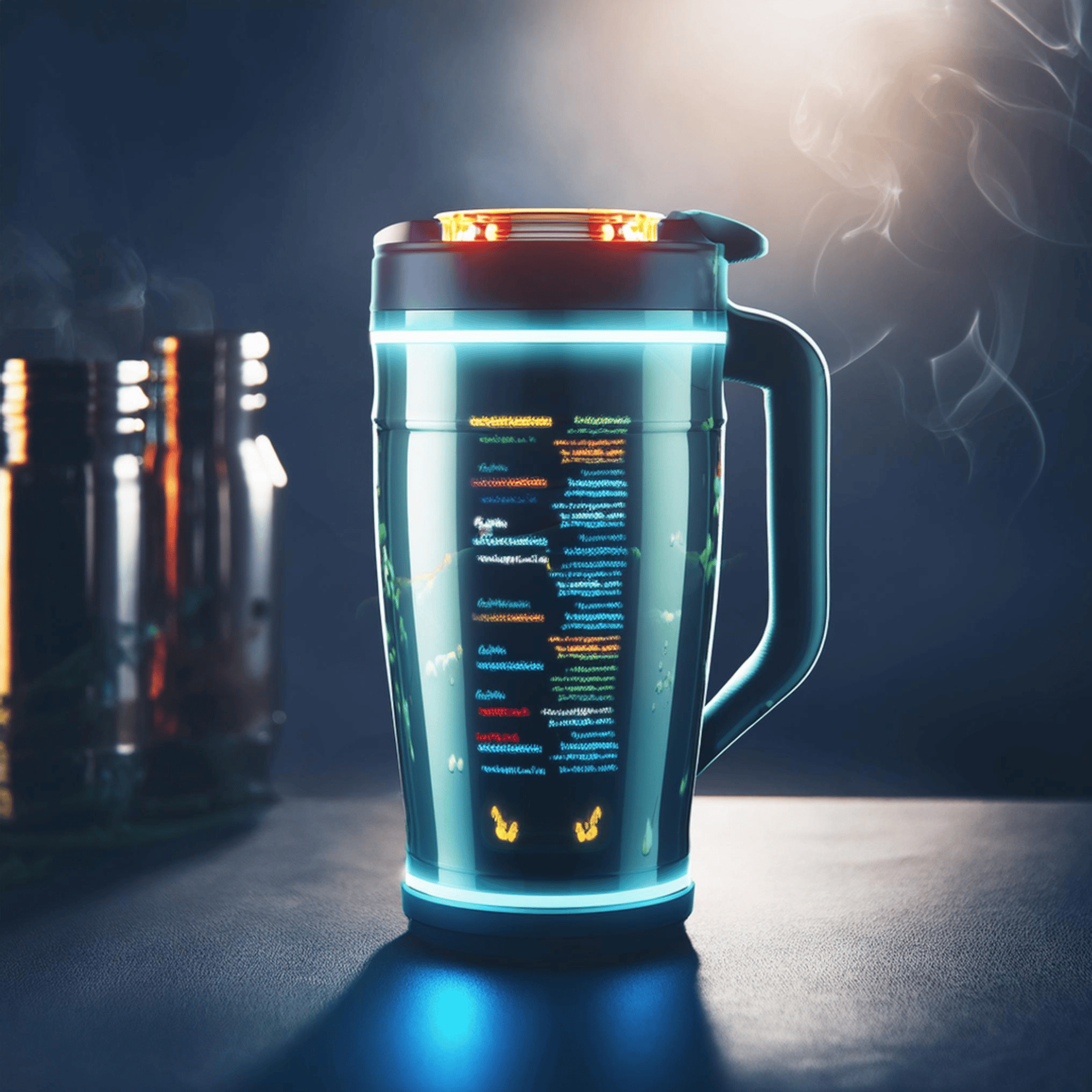 depth photo of person holding vacuum flask filling cup