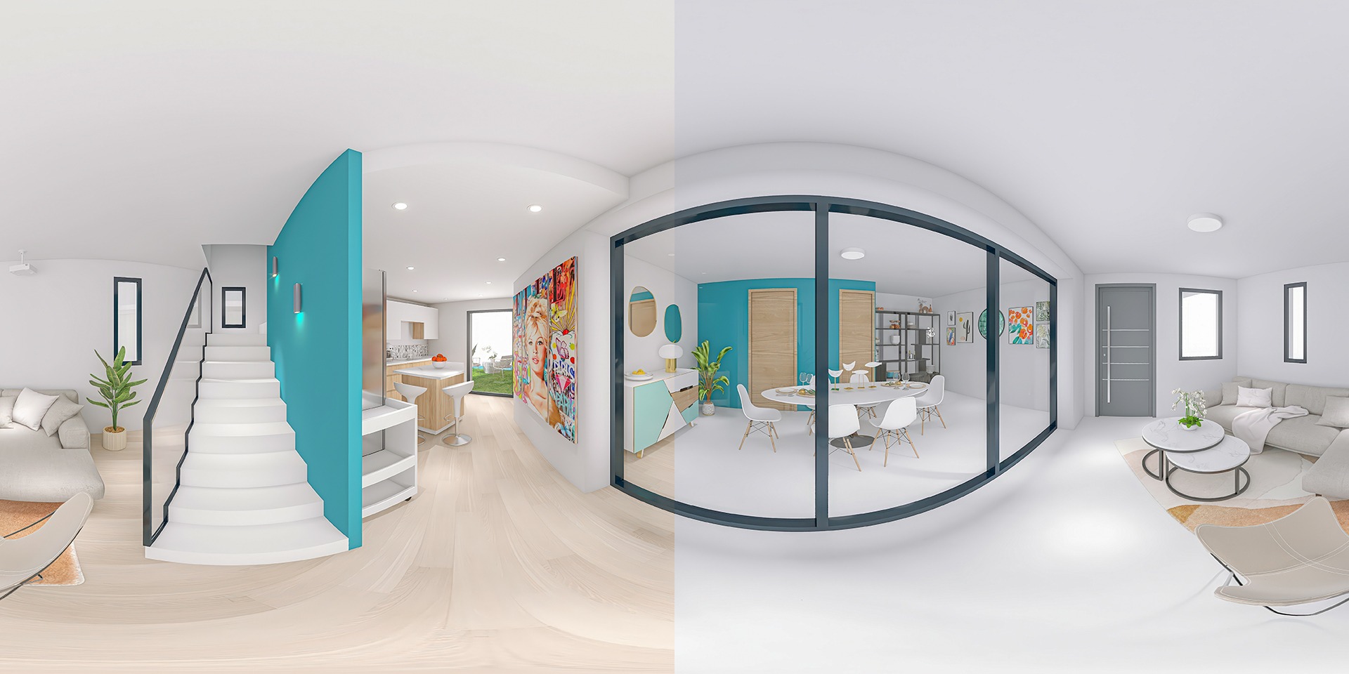 Une visualisation 3d avant, après pour ce service de home staging virtuel