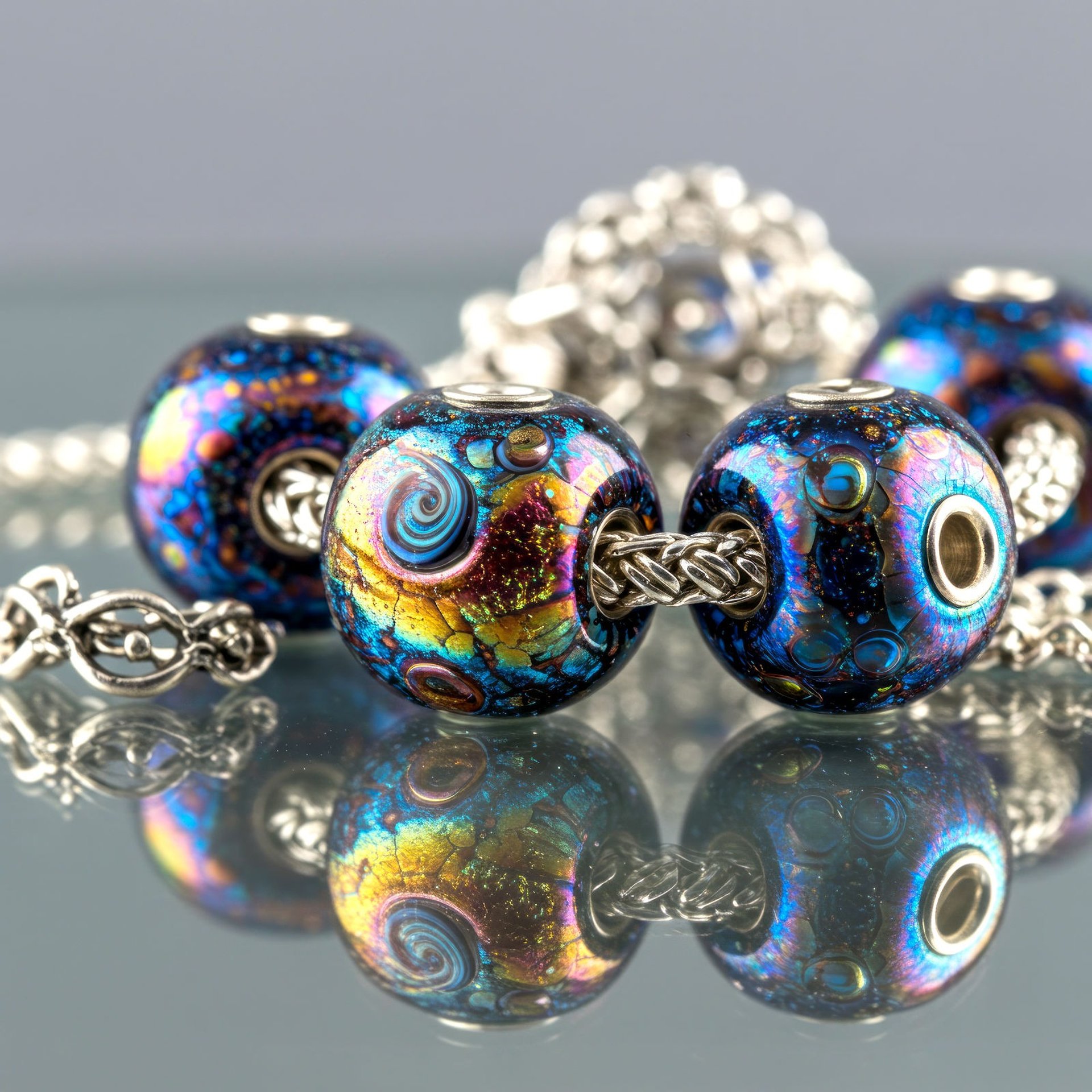 Glassotica dichroic glass bead necklace