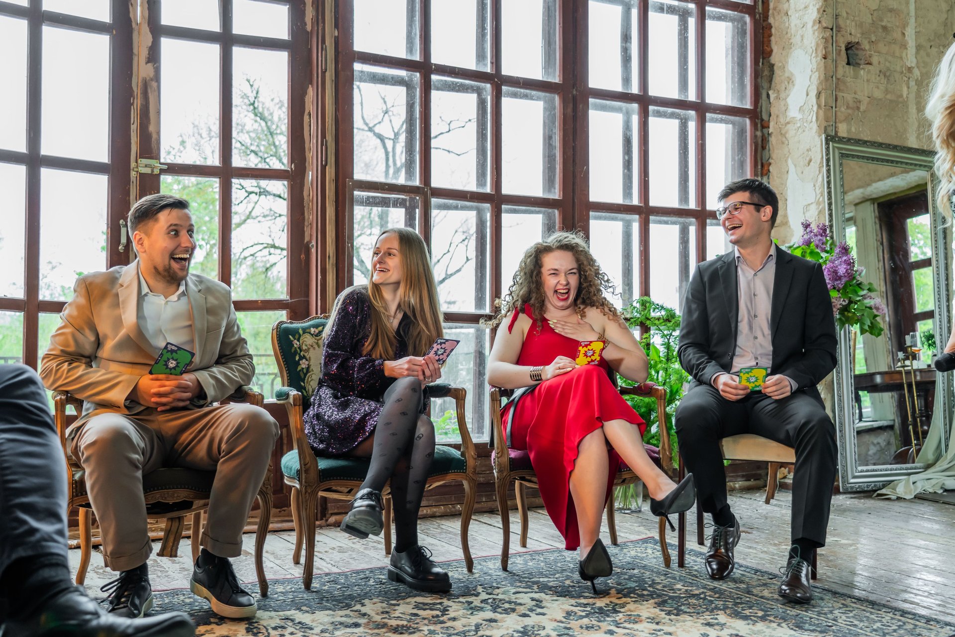 red and brown round hanging decor