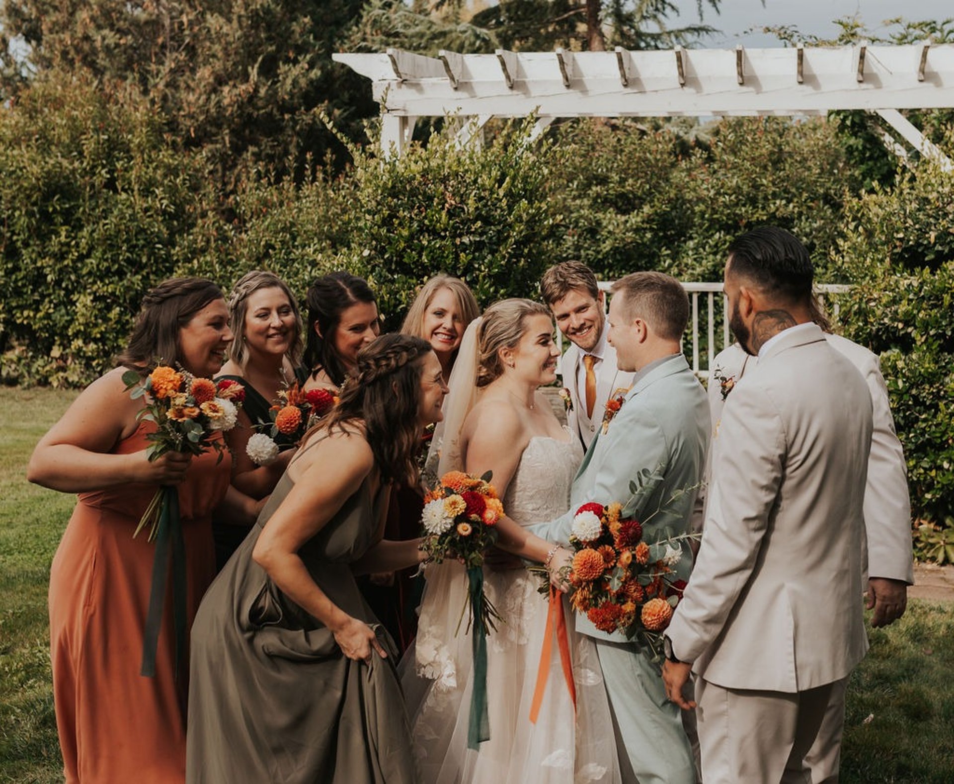 an abstract photo of a curved building with a blue sky in the background