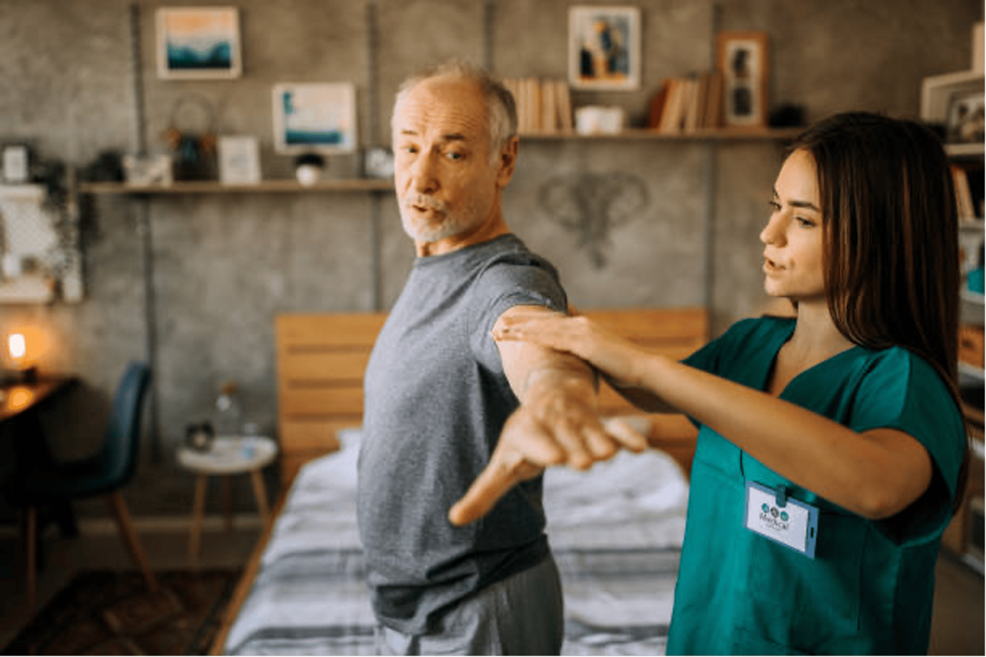 a man and a woman holding dumbs in their hands