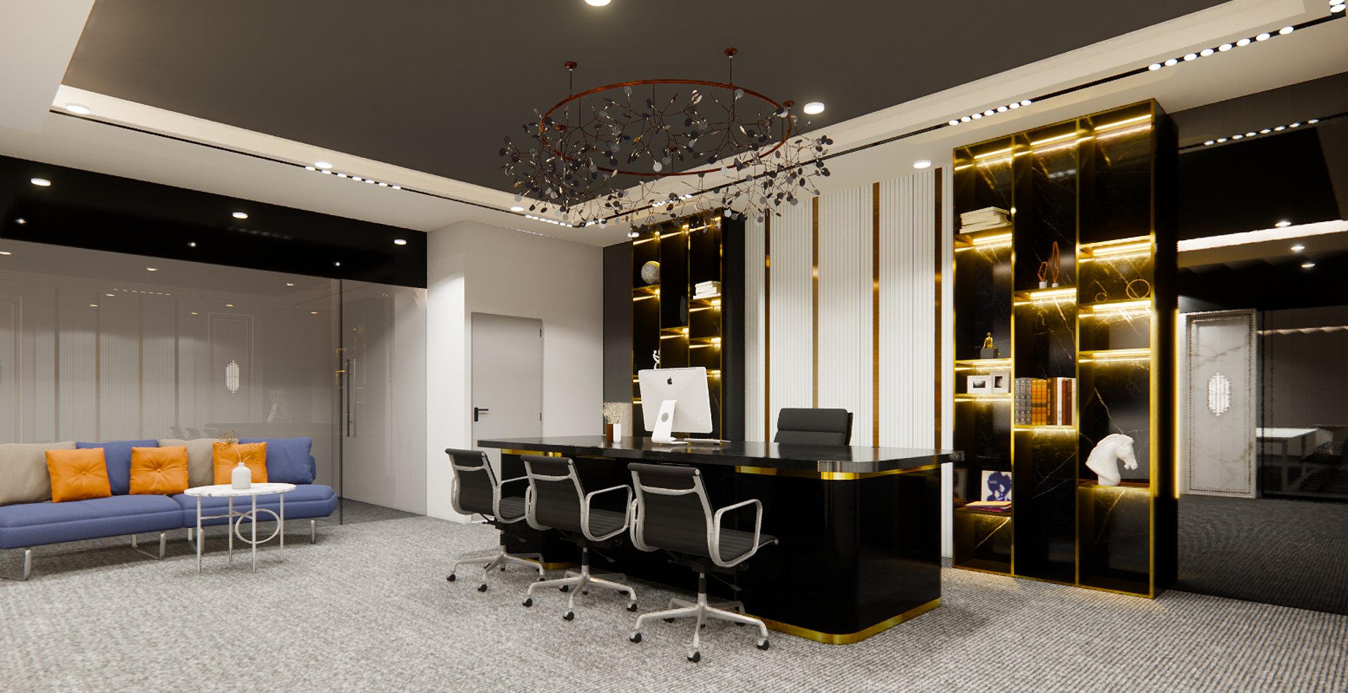 an abstract photo of a curved building with a blue sky in the background