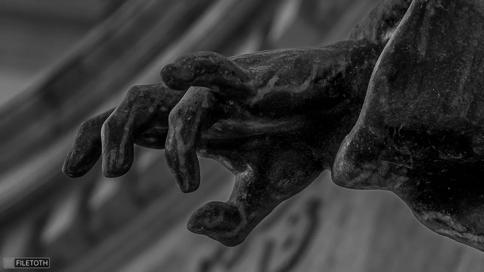 Wounded soldier’s bronze hand gesture of remembrance.