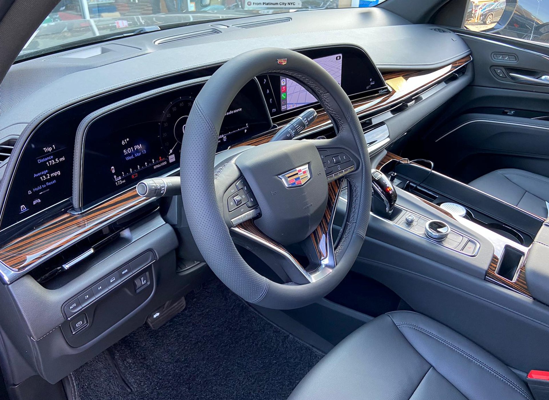 the interior of a vehicle with black leather seats
