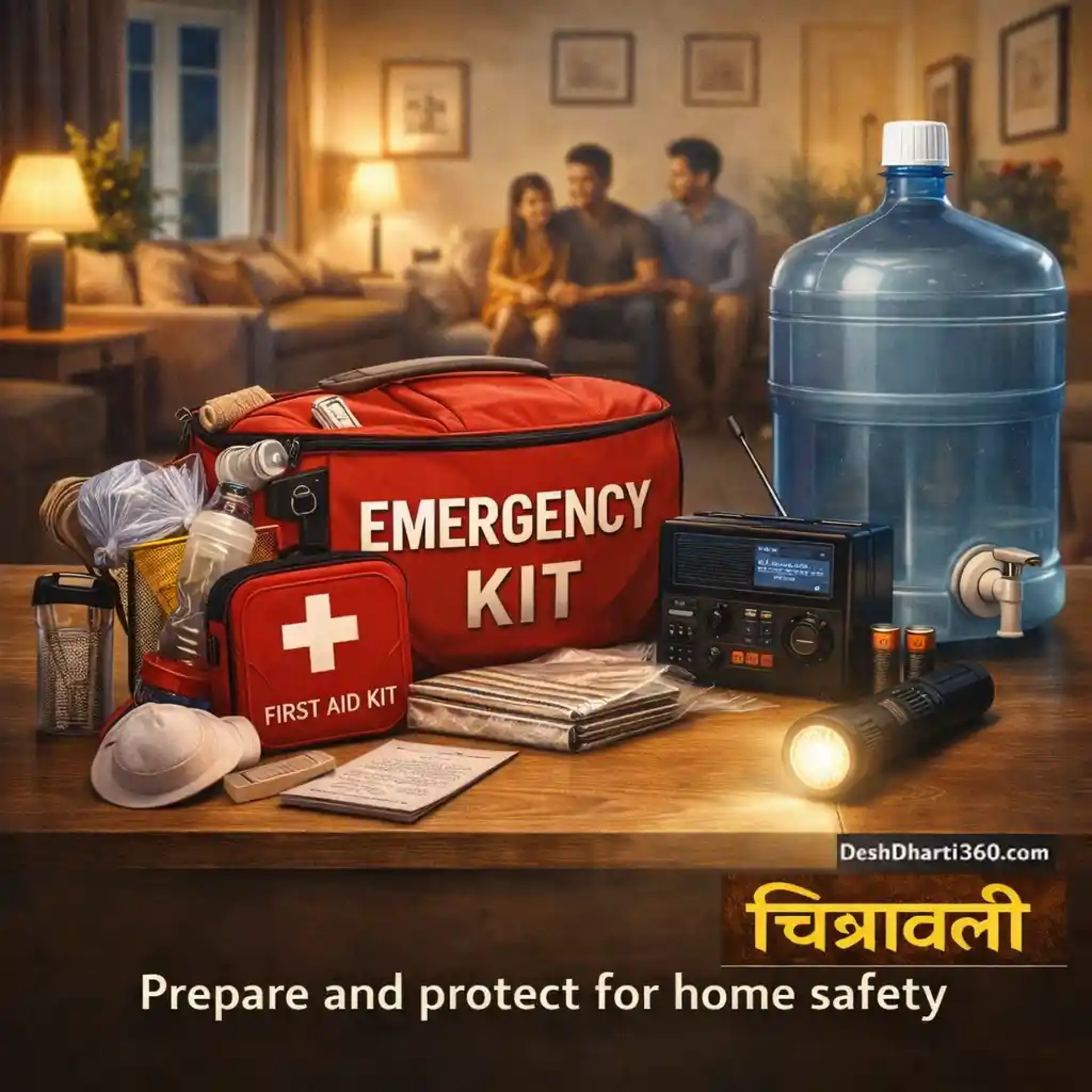 Home disaster preparedness emergency kit and safety setup