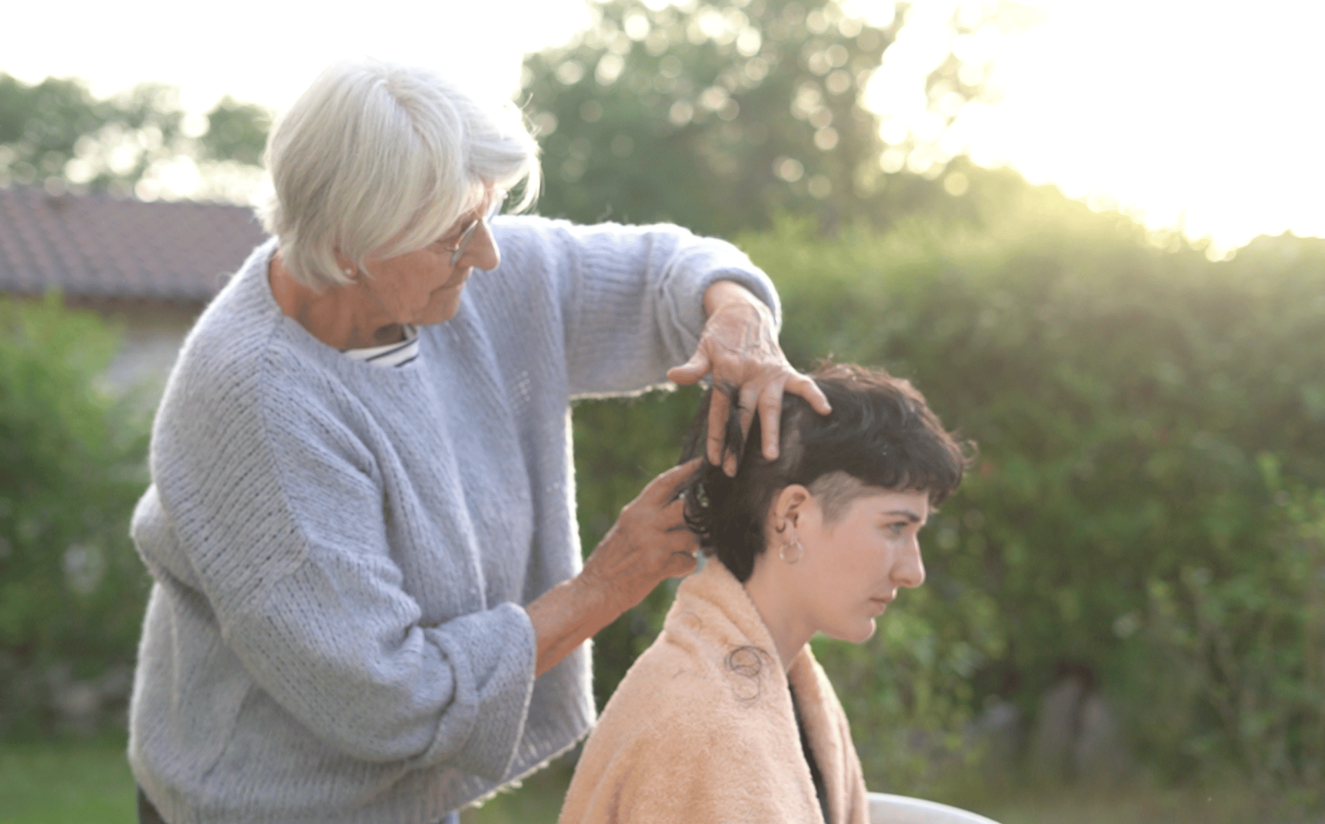 an abstract photo of a curved building with a blue sky in the background