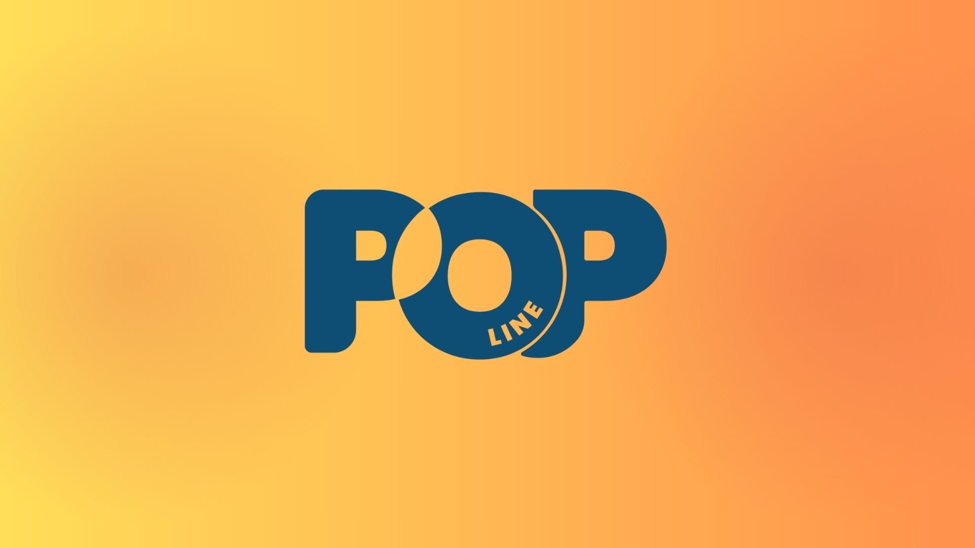 Logotipo da POP Line, especializado em cabos para instrumentos musicais, sobre um fundo laranja e amarelo vibrante.