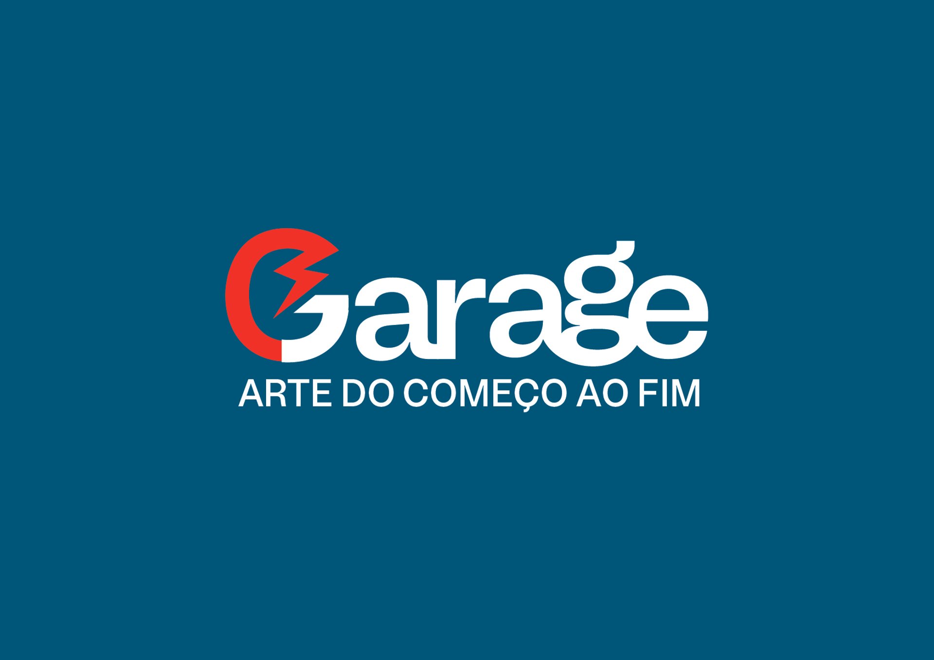 Logotipo da Garage Datalink, com a frase "arte do começo ao fim", destacando cabos para instrumentos musicais.
