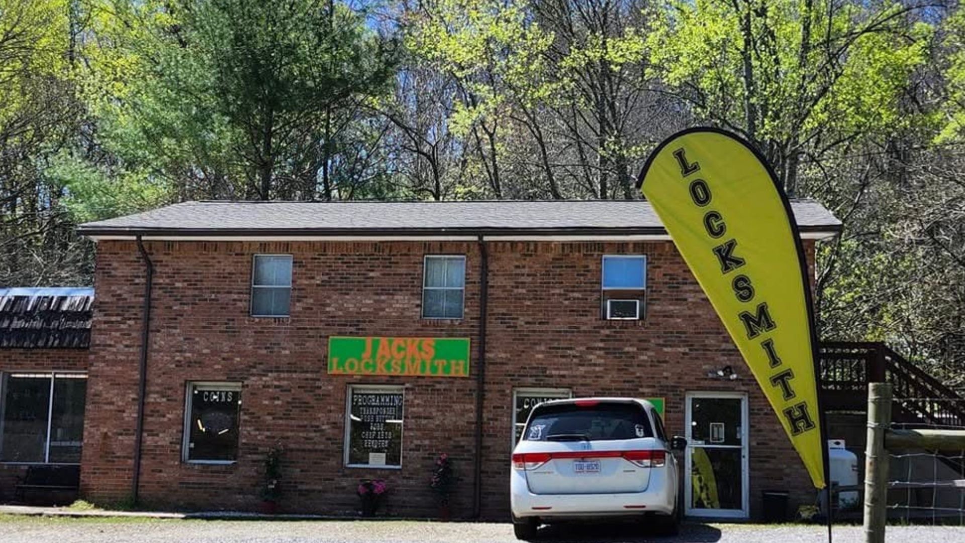 Jack's Locksmith storefront in Burnsville, NC—family-owned locksmith shop offering residential, commercial, and auto services