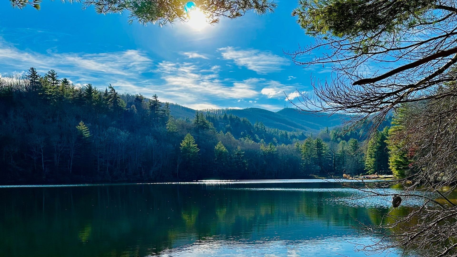 Mountain View over lake in Burnsville North Carolina