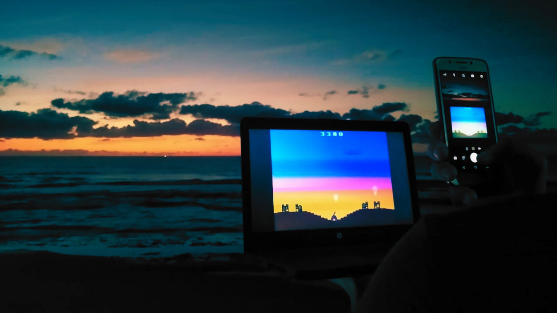Retro games - Atari gradient on beach