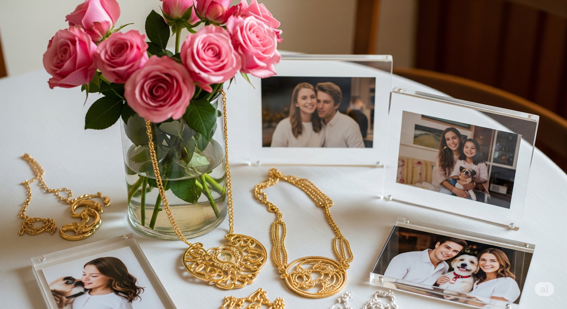 a silver tray topped with lots of gold jewelry