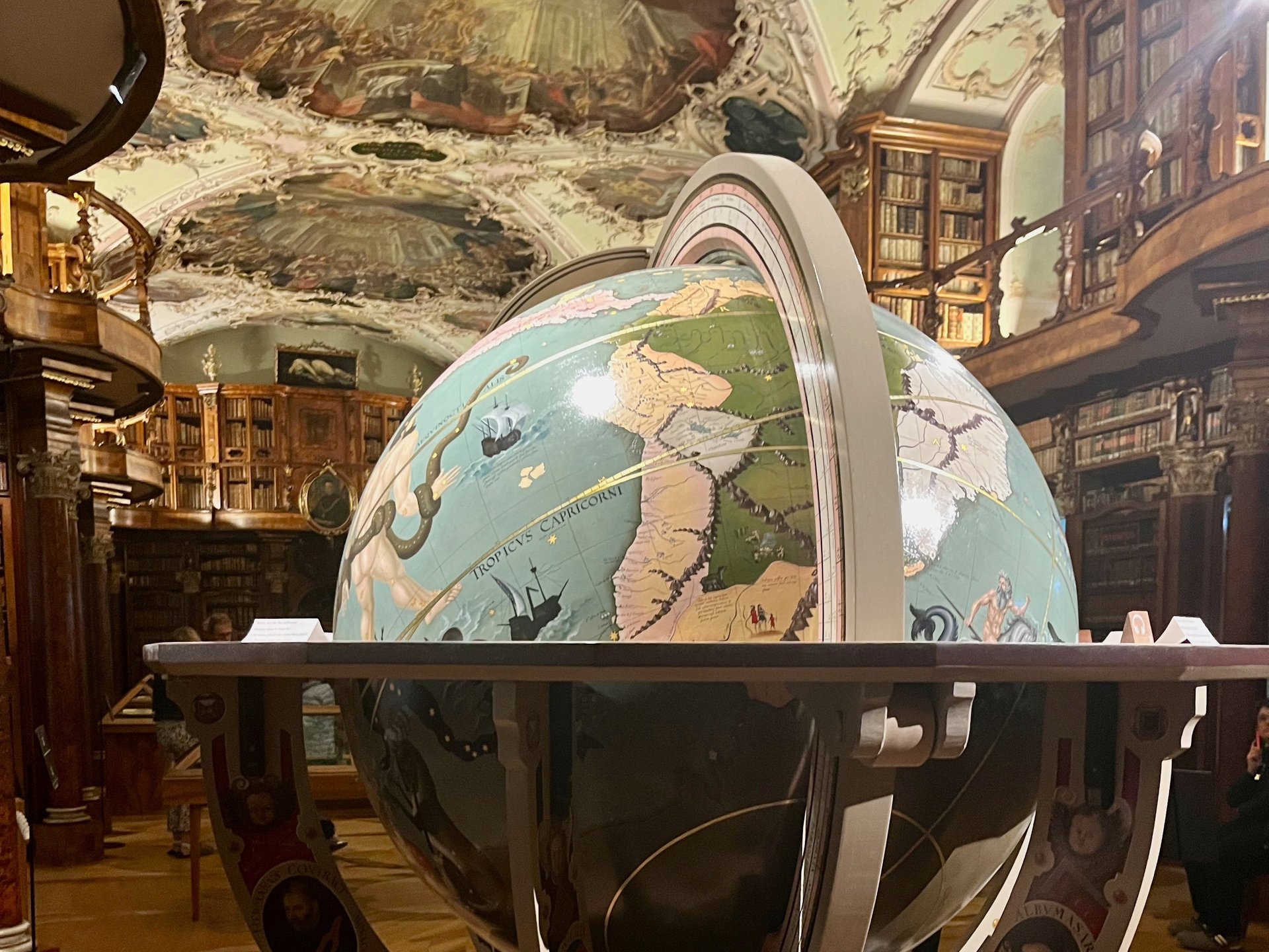 Globe in the St. Gallen Stiftsbibliothek library in the Abbey of St. Gall