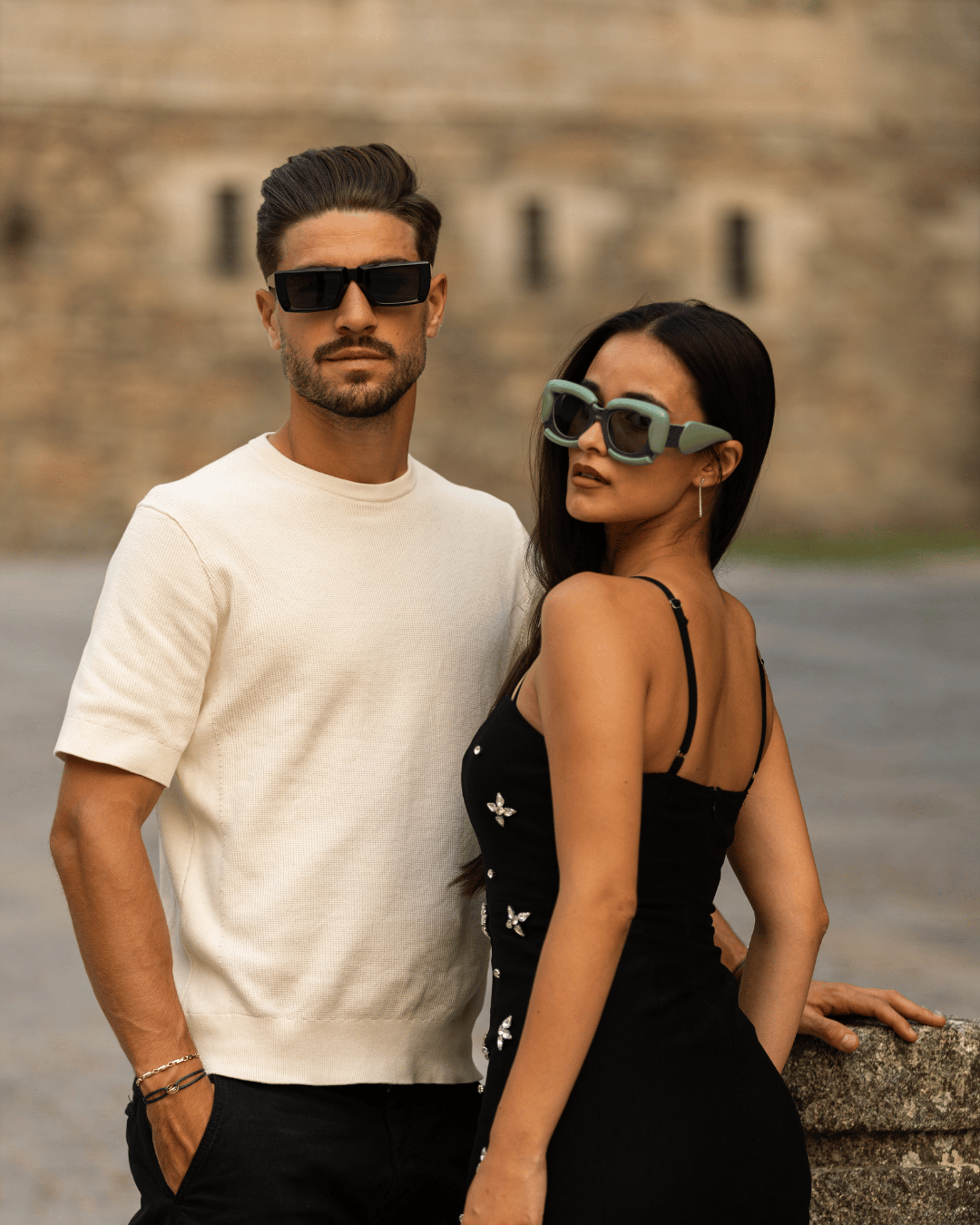 selective focus photo of woman with neon light signage background