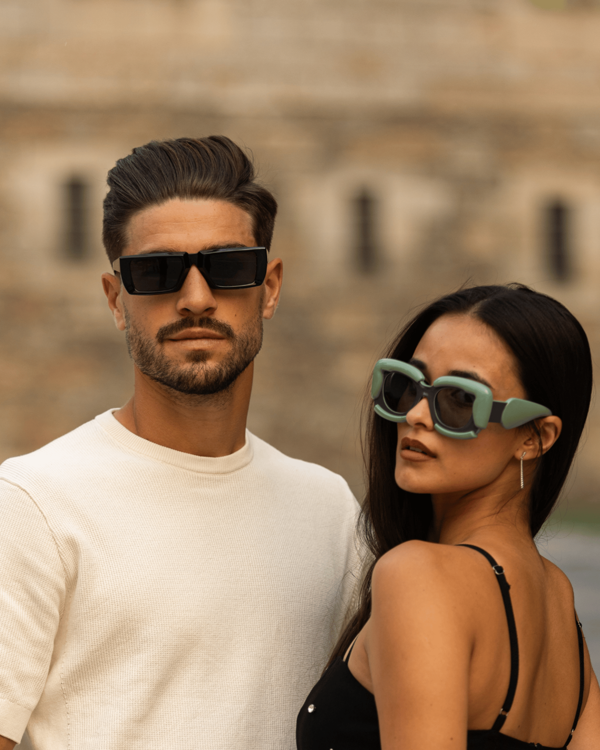 selective focus photo of woman with neon light signage background