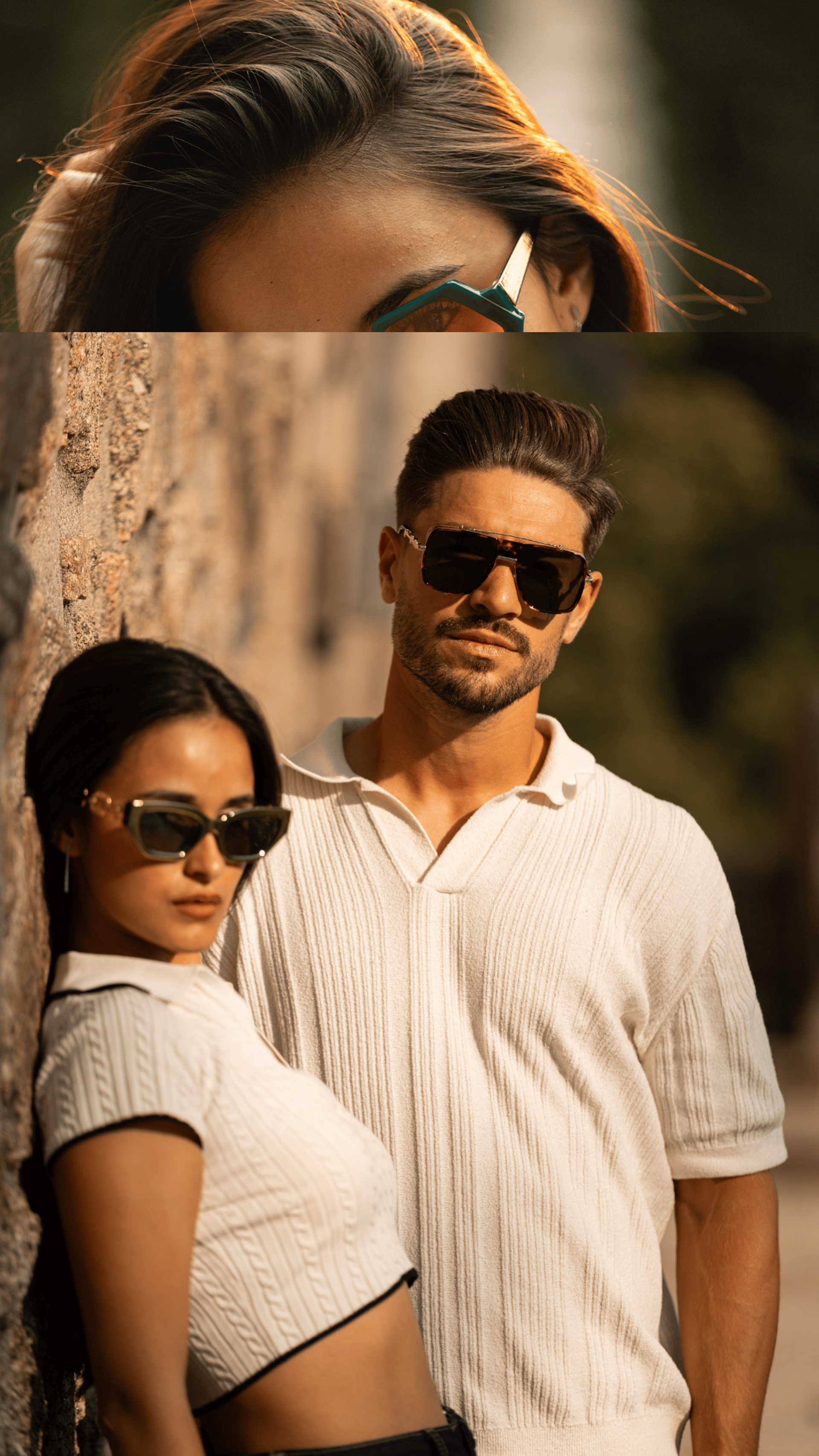a pair of blue sunglasses sitting on top of a pink tube