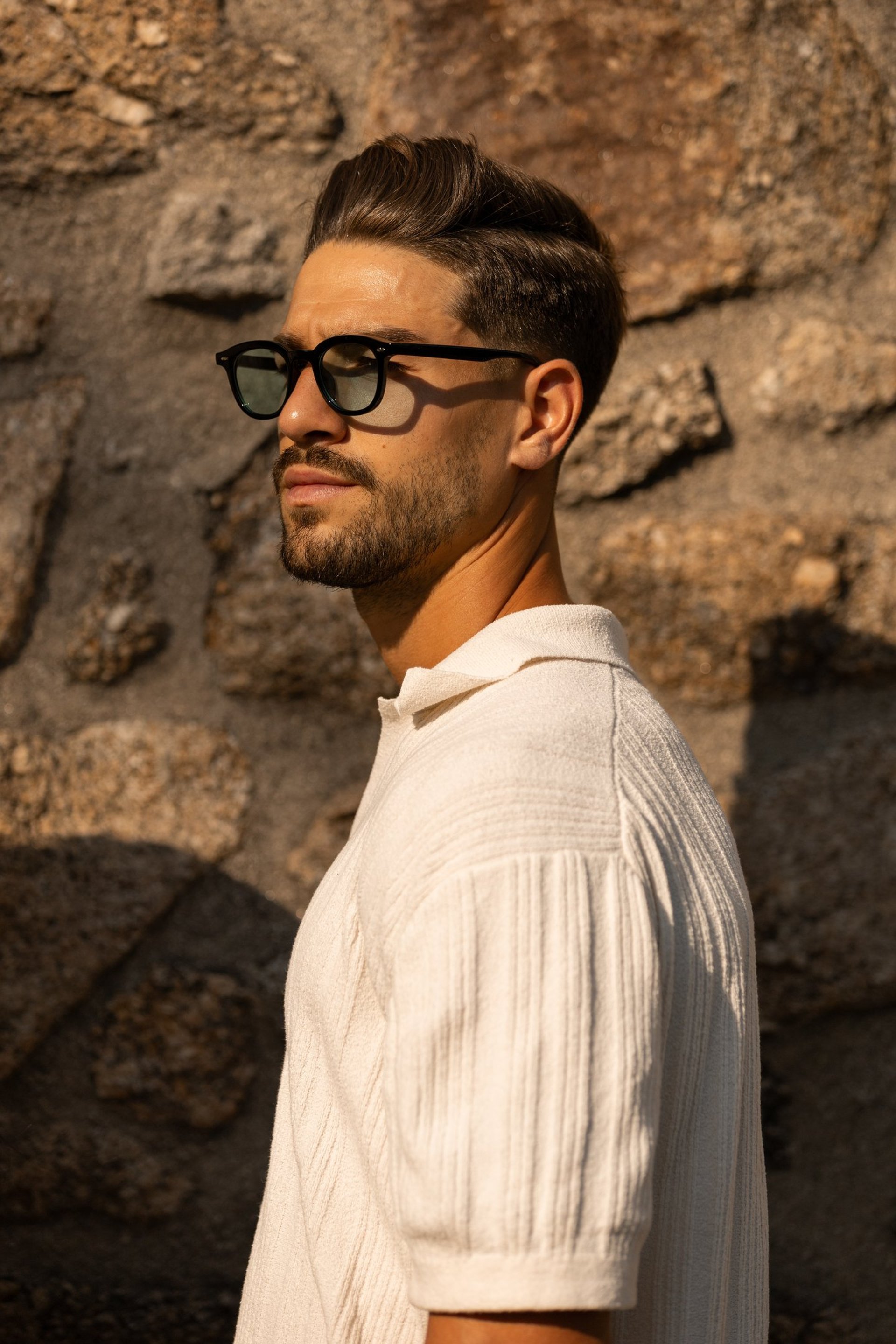 sunglasses beside a purse