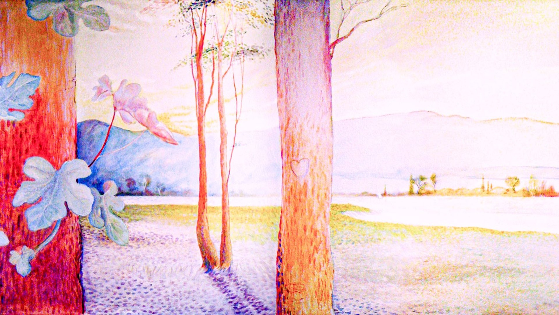 A tranquil scene featuring a lake, lush trees, and birds in flight, celebrating the peacefulness of nature. 