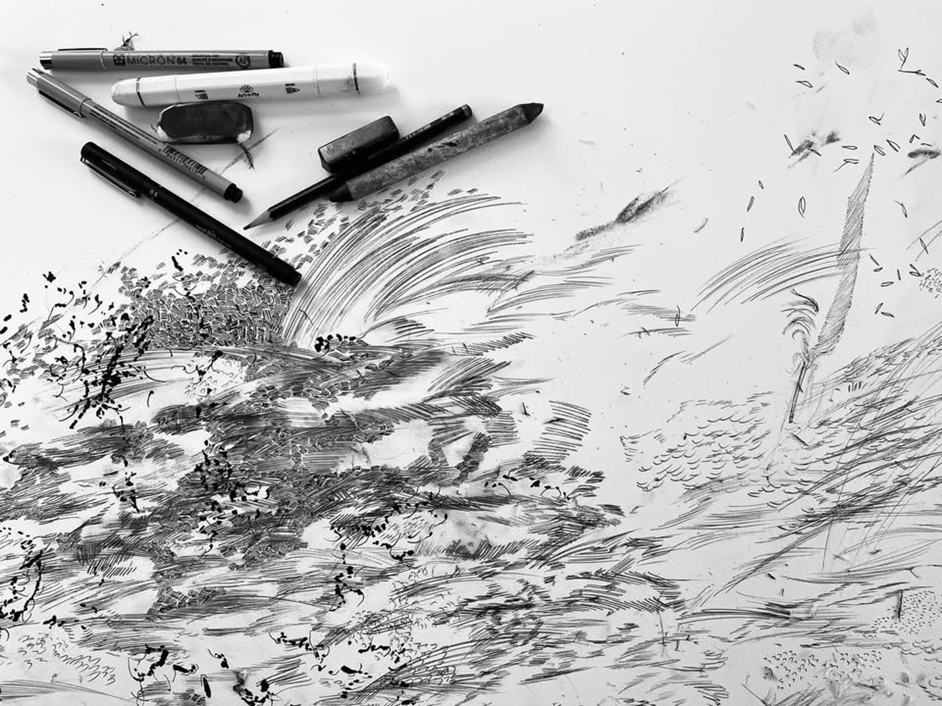 an abstract photo of a curved building with a blue sky in the background