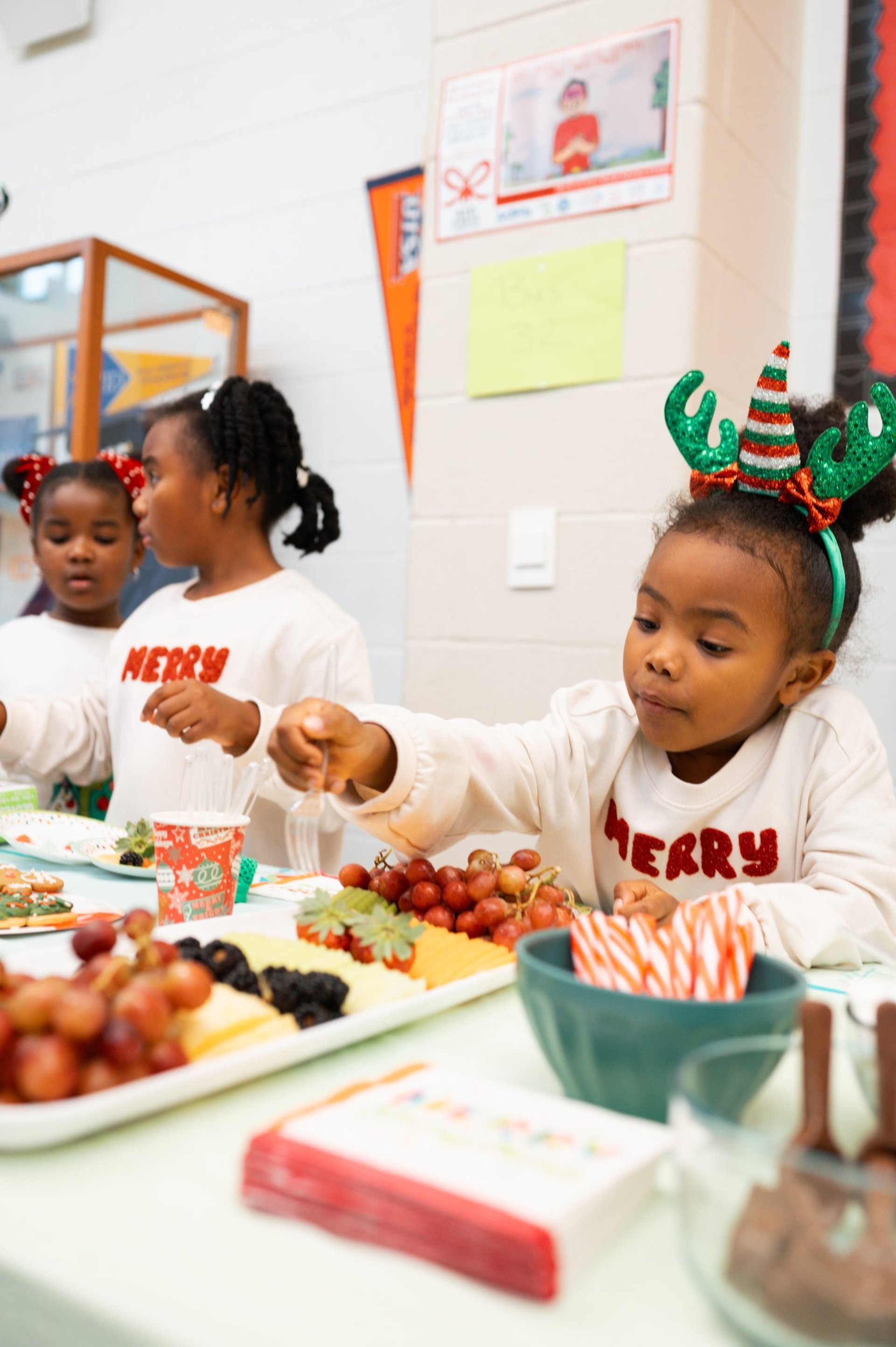 a group of white and orange objects