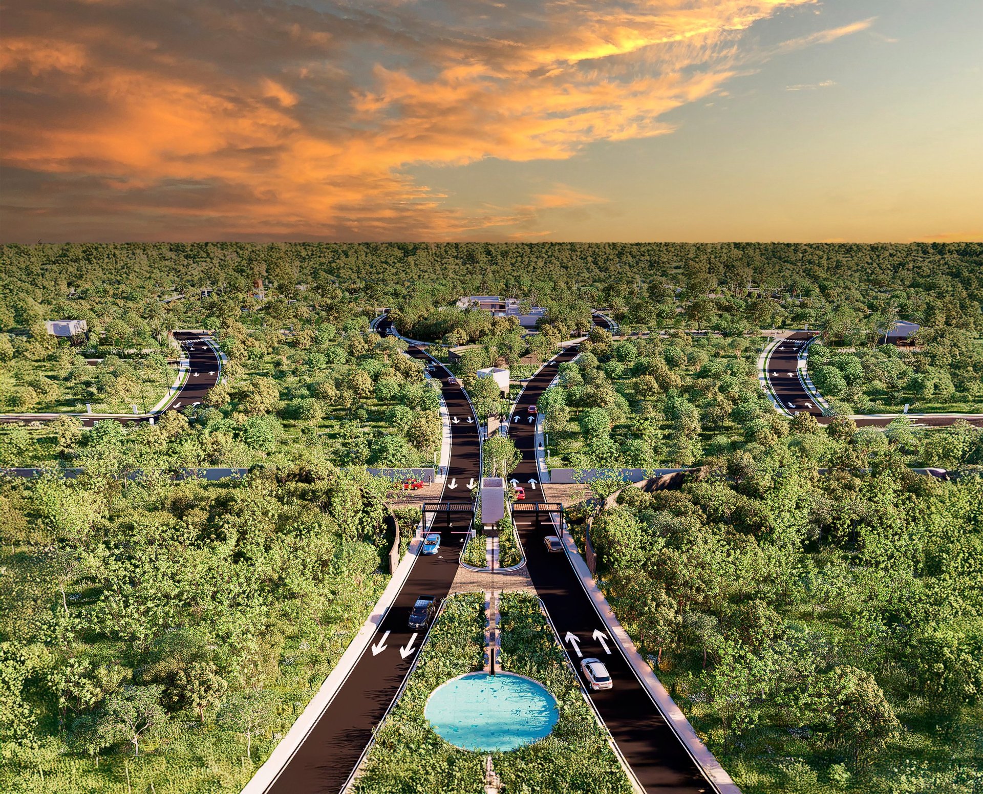 an abstract photo of a curved building with a blue sky in the background