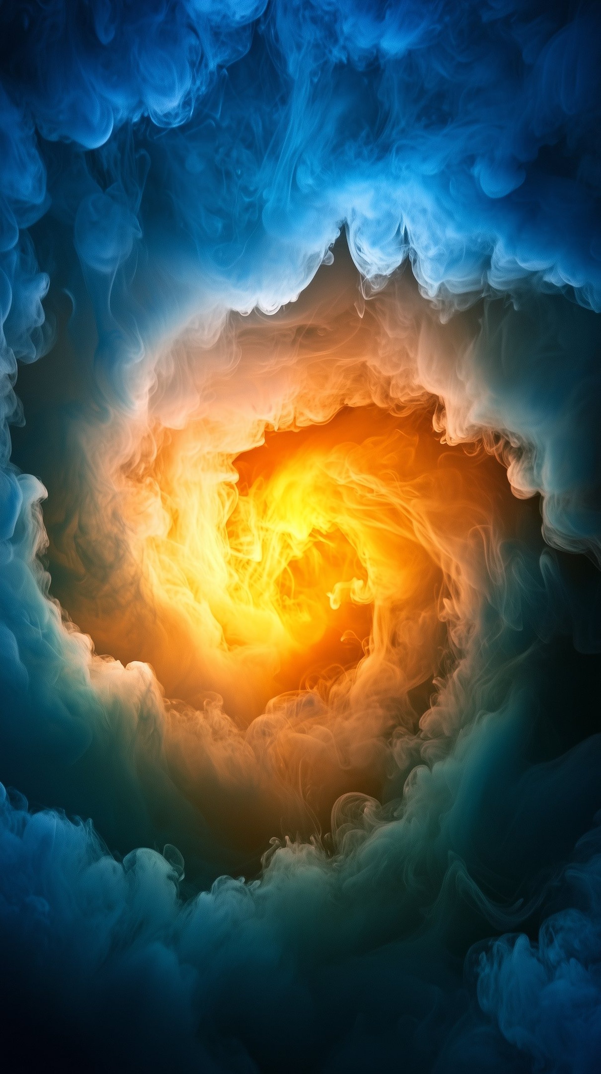 an abstract photo of a curved building with a blue sky in the background