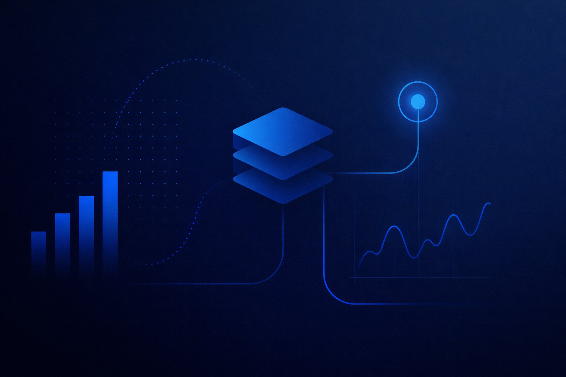 a blue background with lines and dots