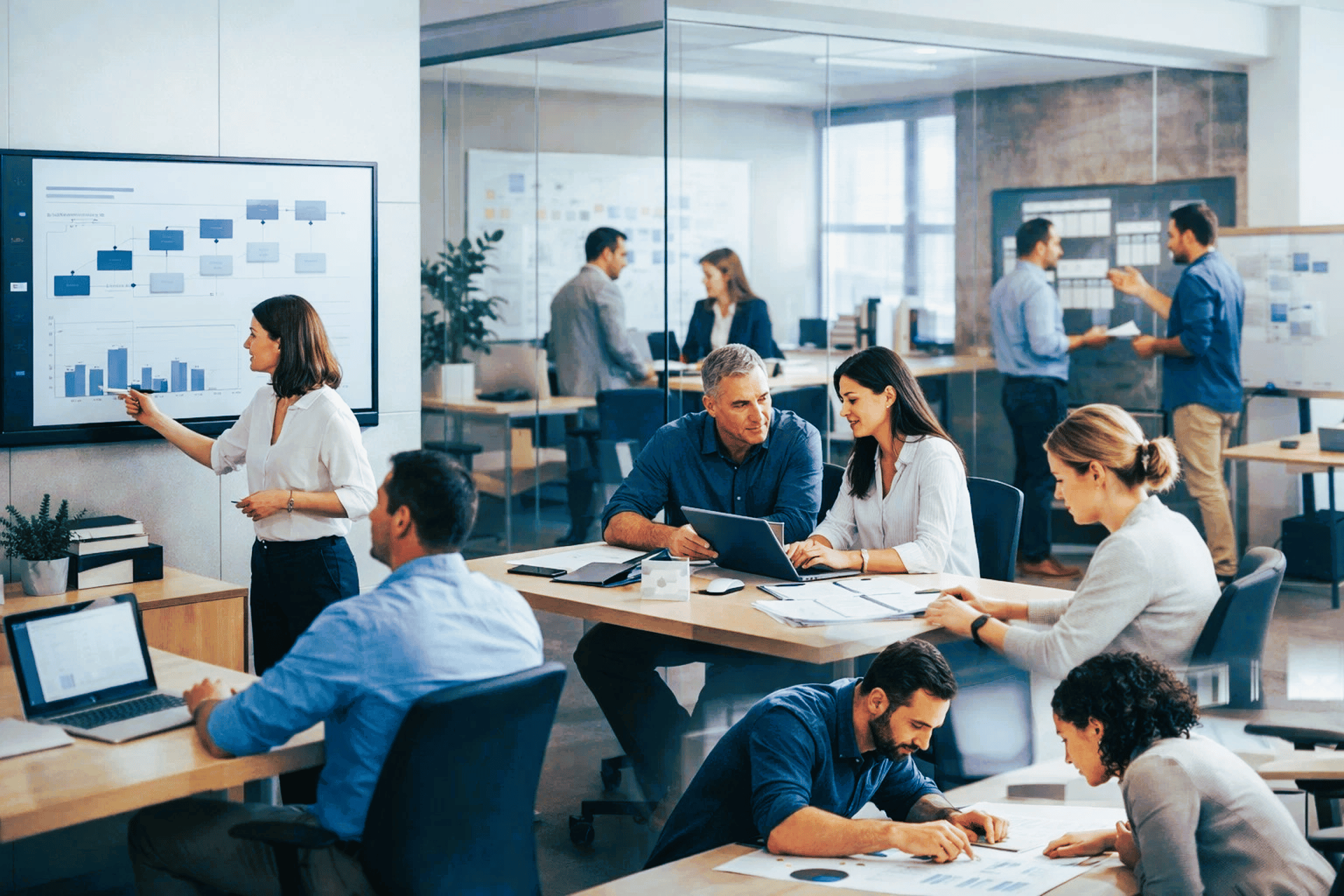 a blue background with lines and dots
