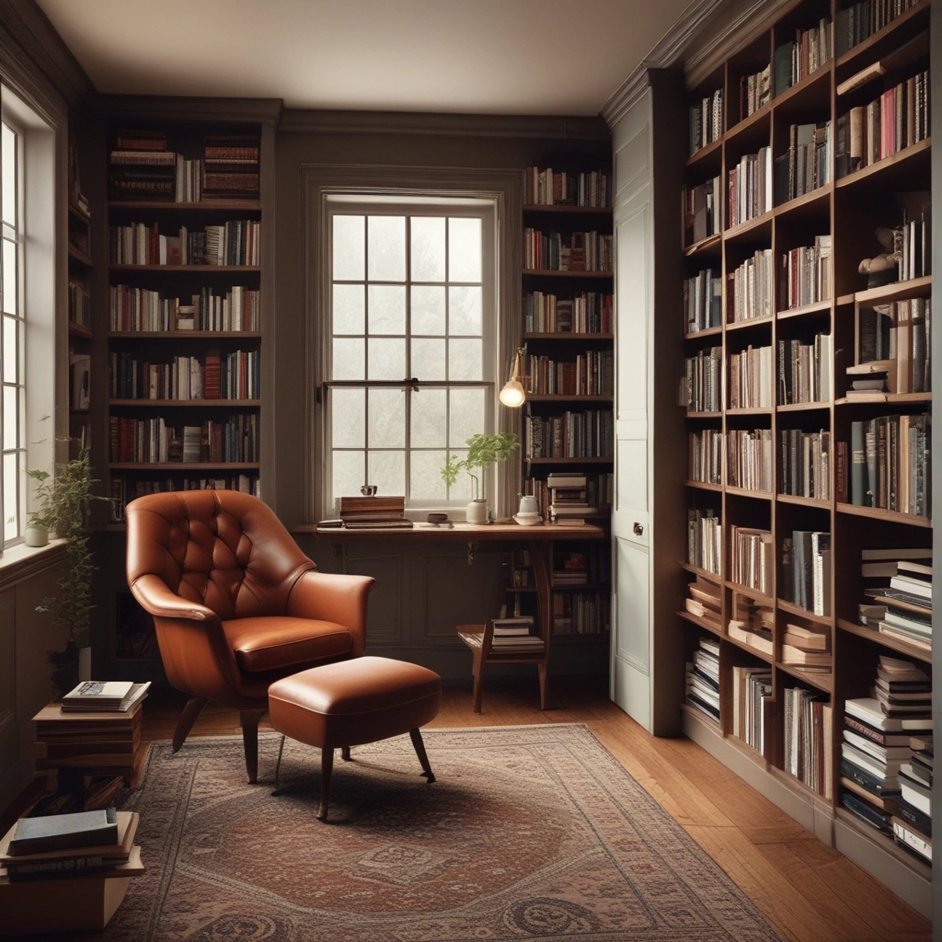 A bookshelf filled with lots of books in a library