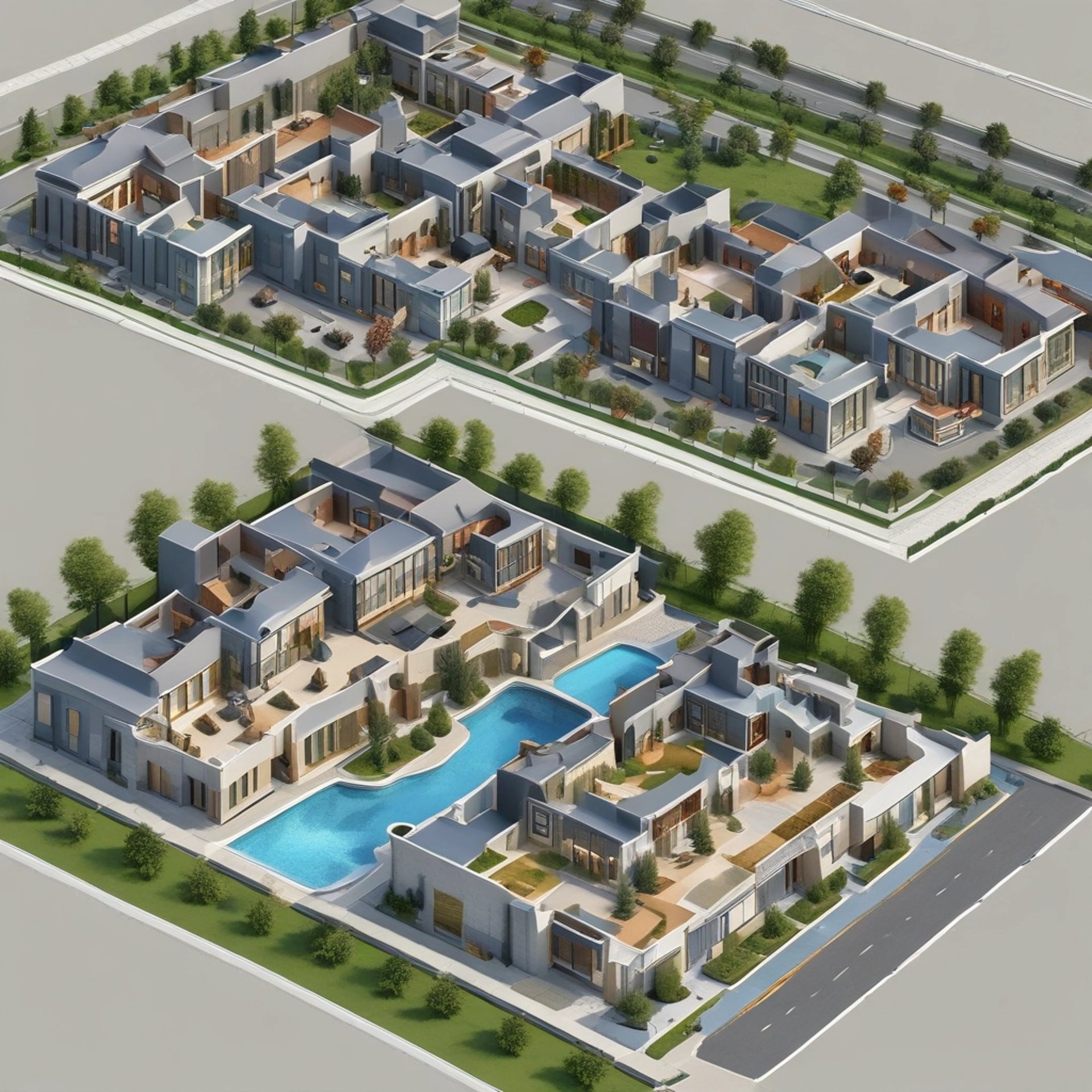 an abstract photo of a curved building with a blue sky in the background