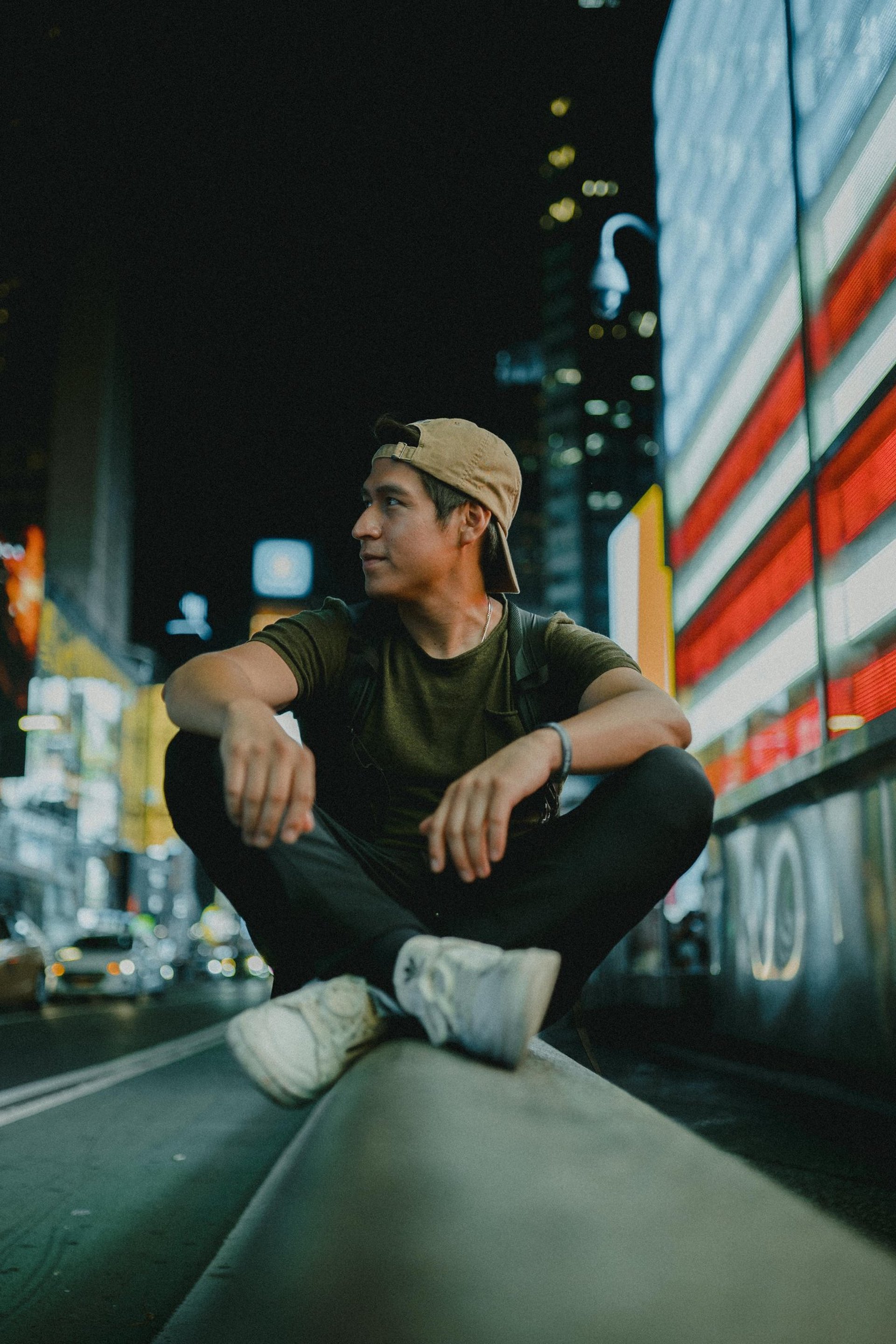 an abstract photo of a curved building with a blue sky in the background