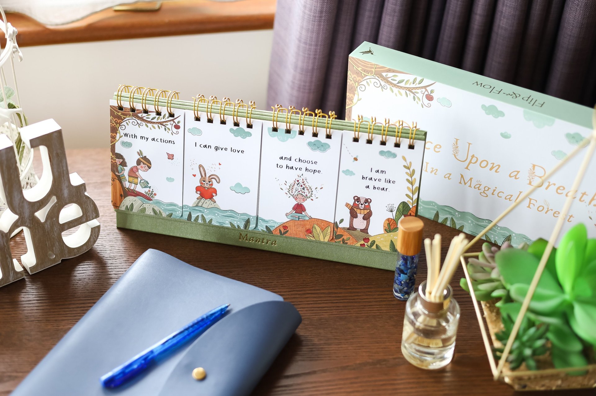 girl sitting on daisy flowerbed in forest