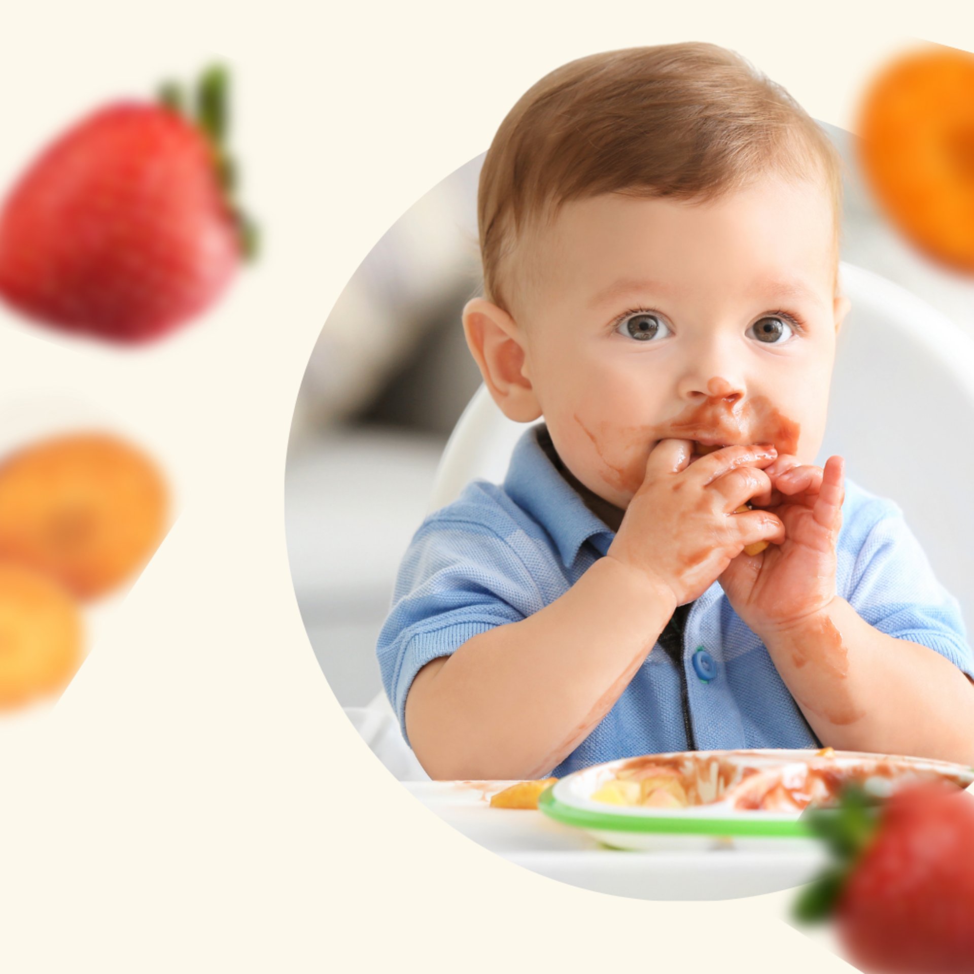 toddler eating vegetable in bowl