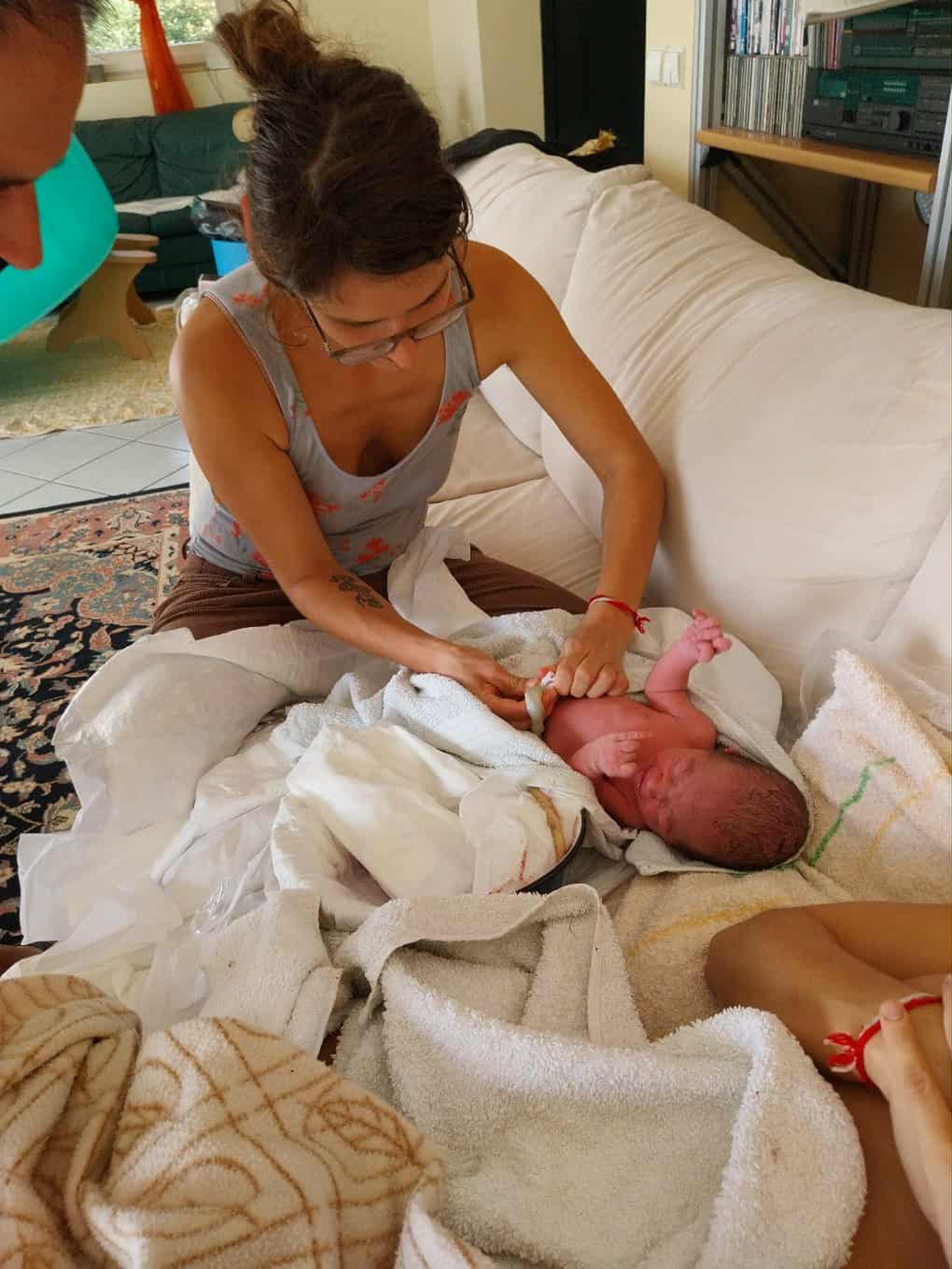 a person with a towel on their back