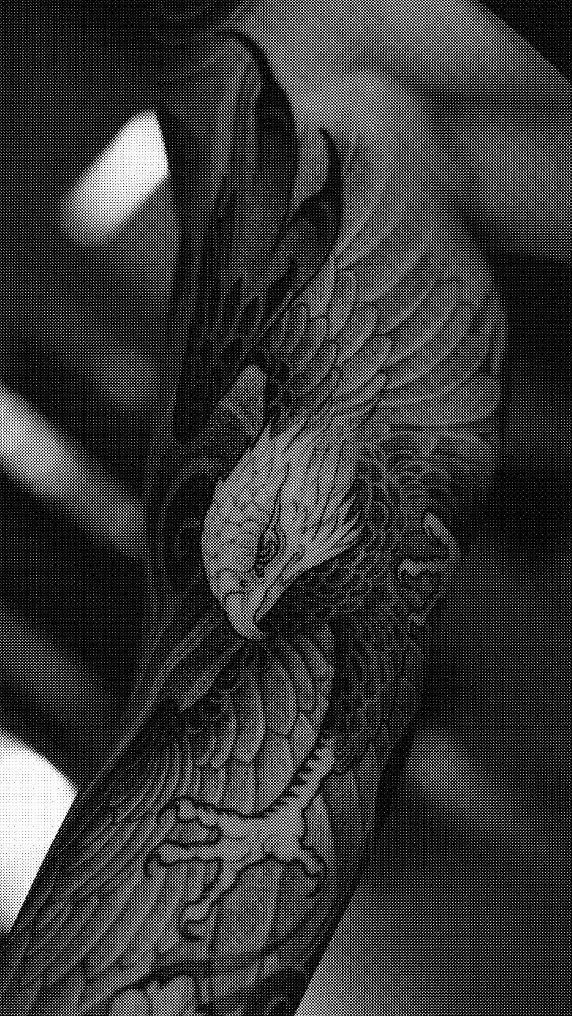 an abstract photo of a curved building with a blue sky in the background