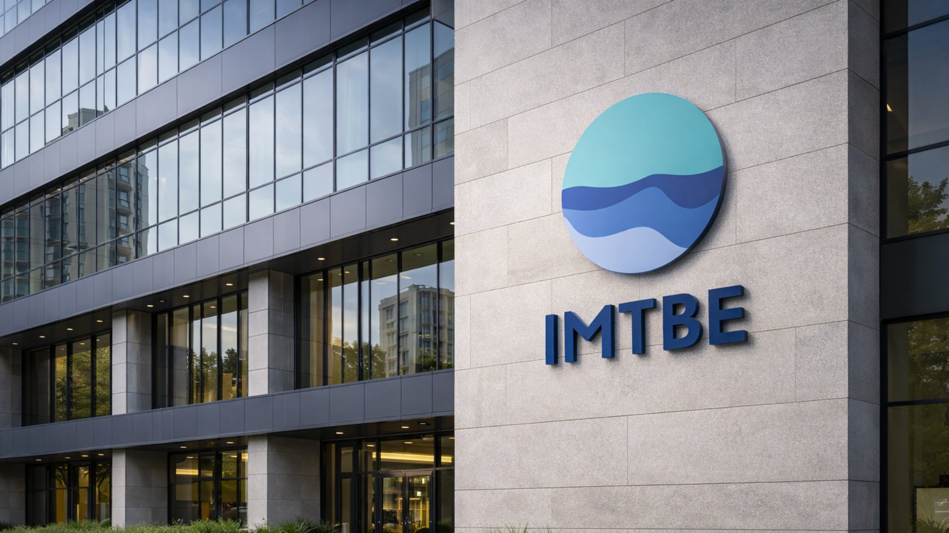 an abstract photo of a curved building with a blue sky in the background