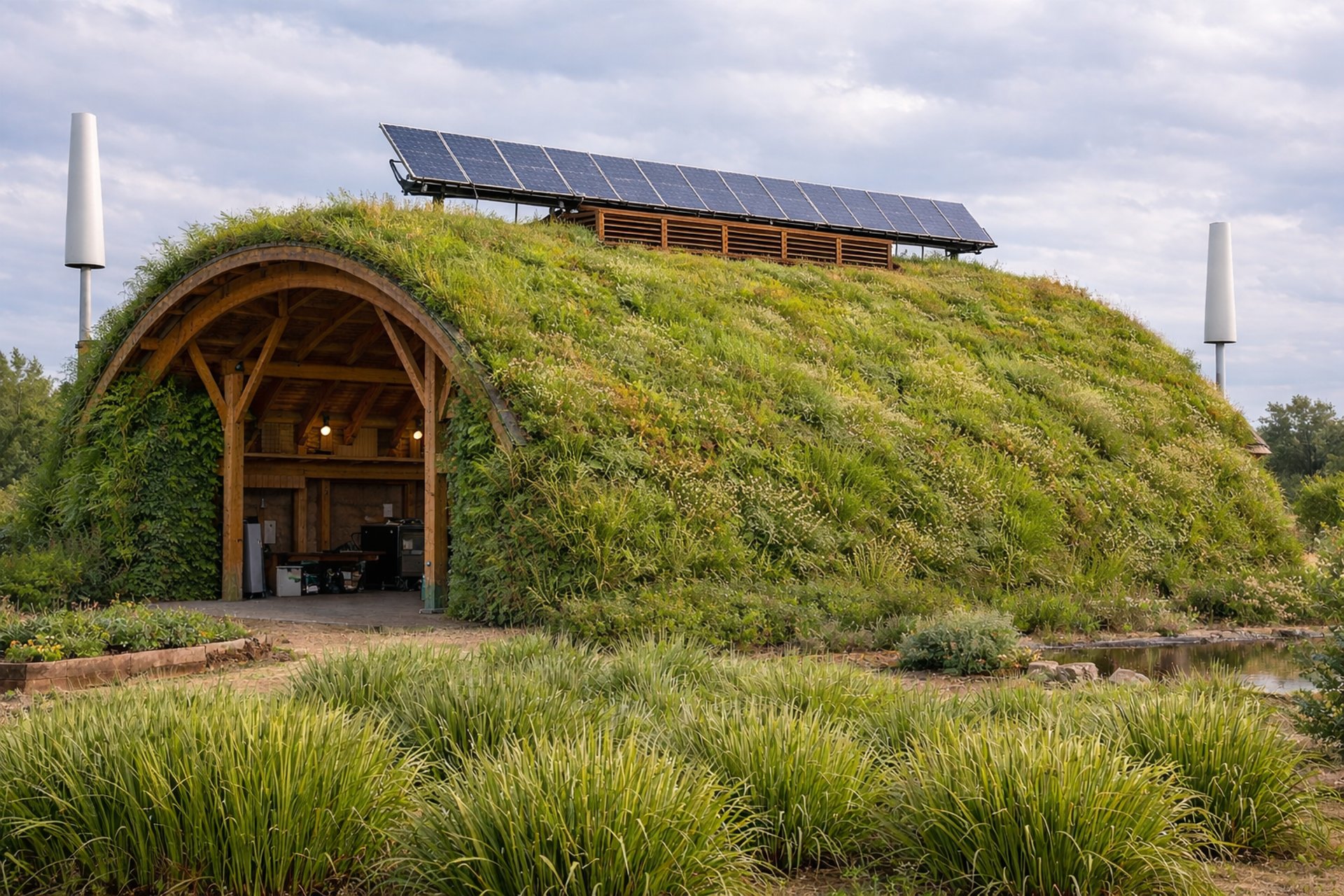 an abstract photo of a curved building with a blue sky in the background