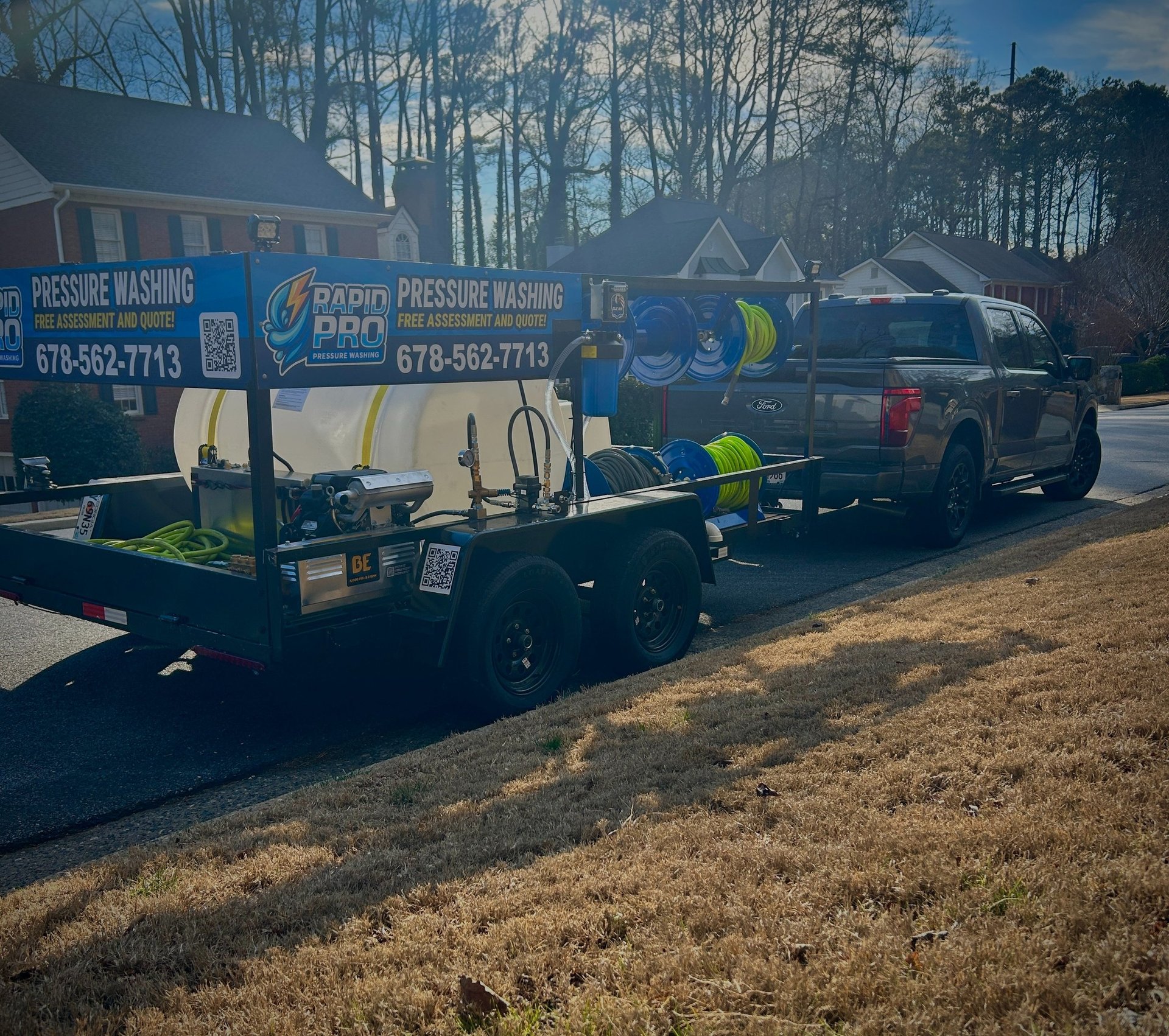 a man in a yellow vest is cleaning the street
