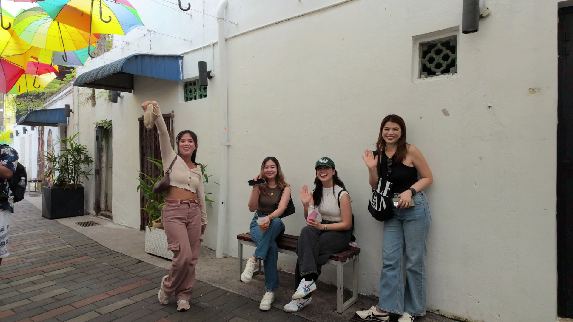 an abstract photo of a curved building with a blue sky in the background