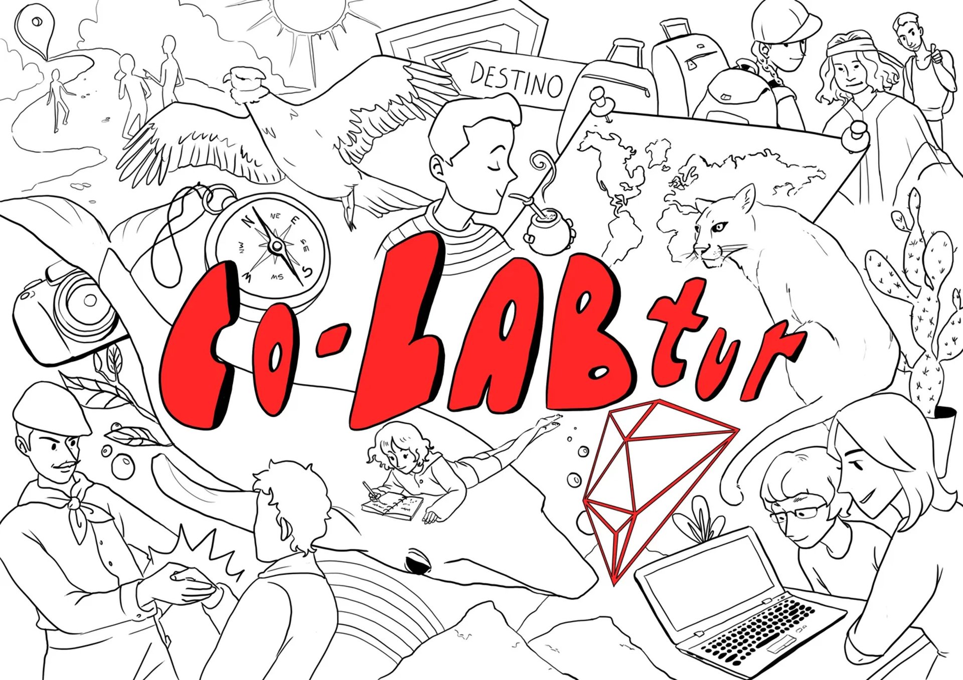 an abstract photo of a curved building with a blue sky in the background