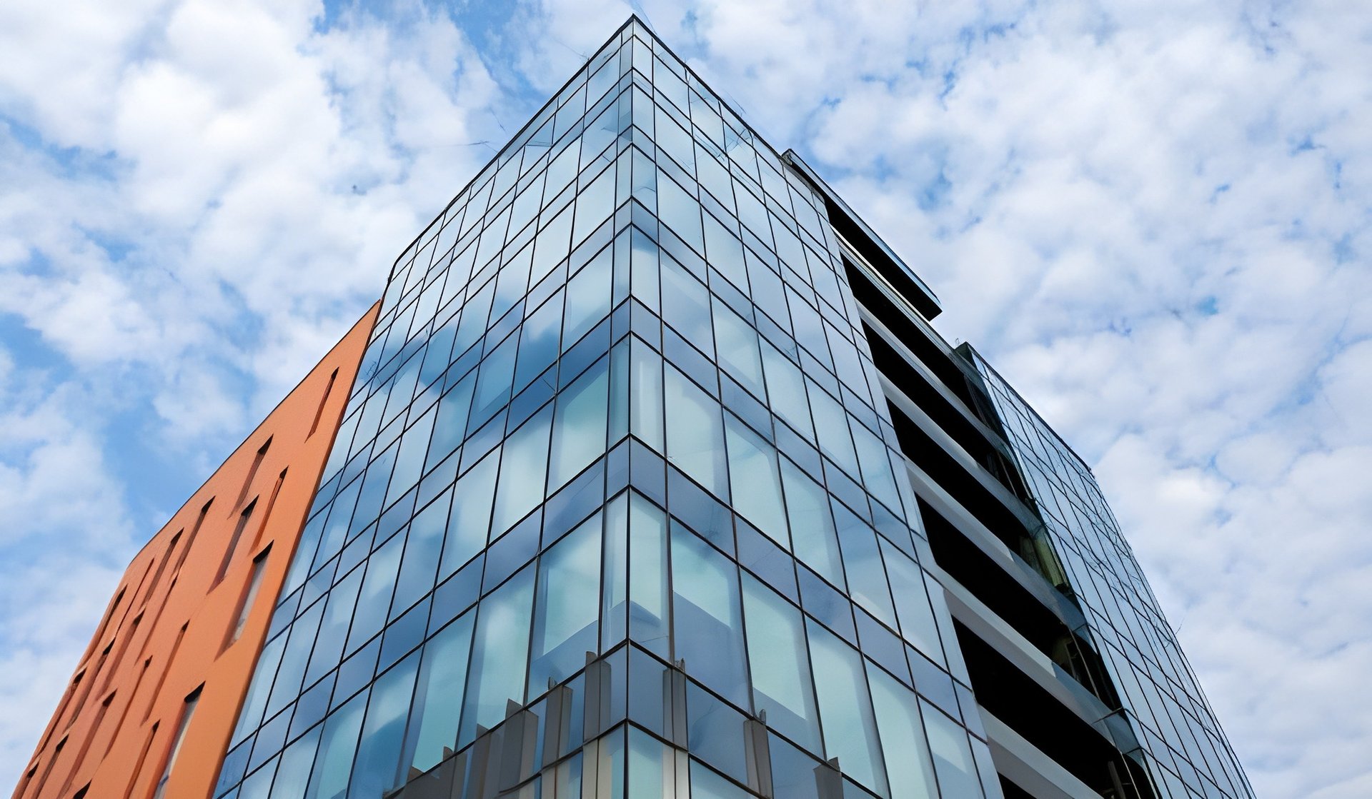 yellow curtained glass building