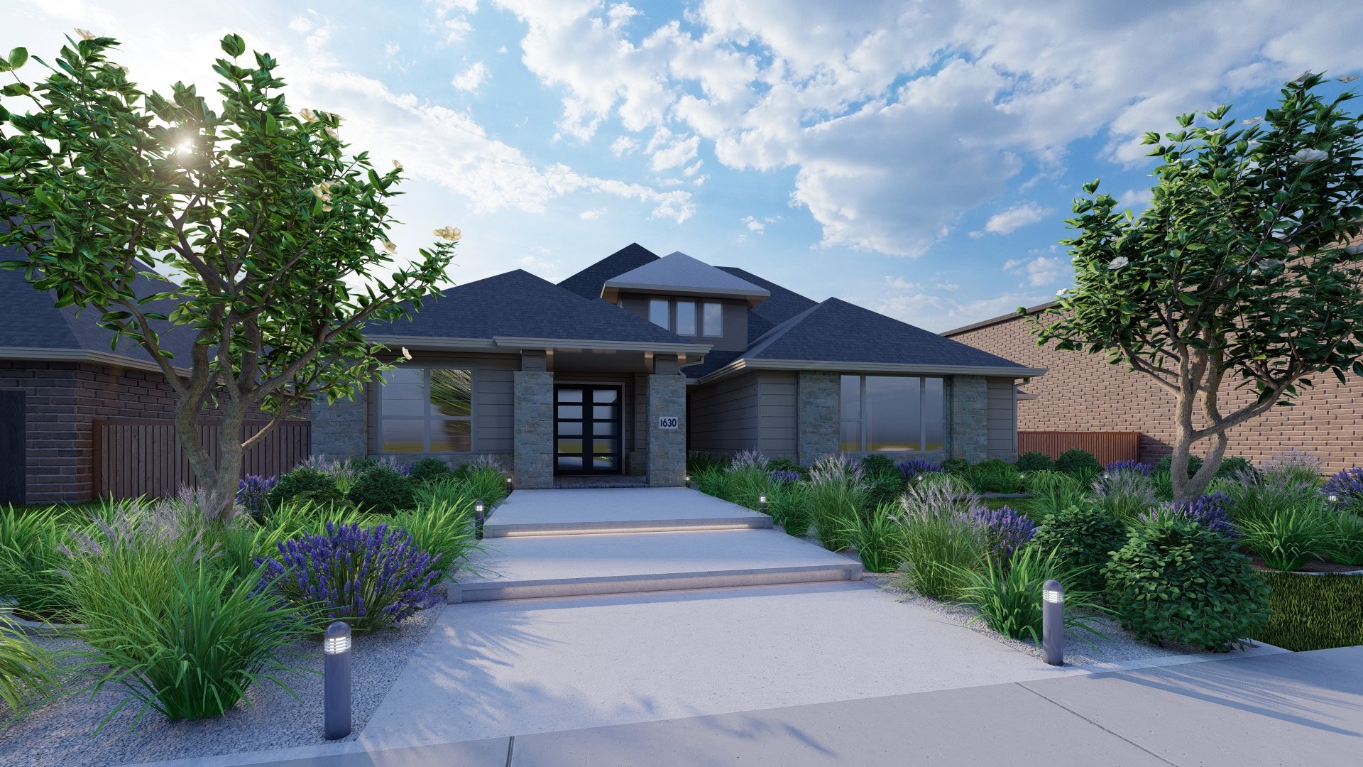 an abstract photo of a curved building with a blue sky in the background