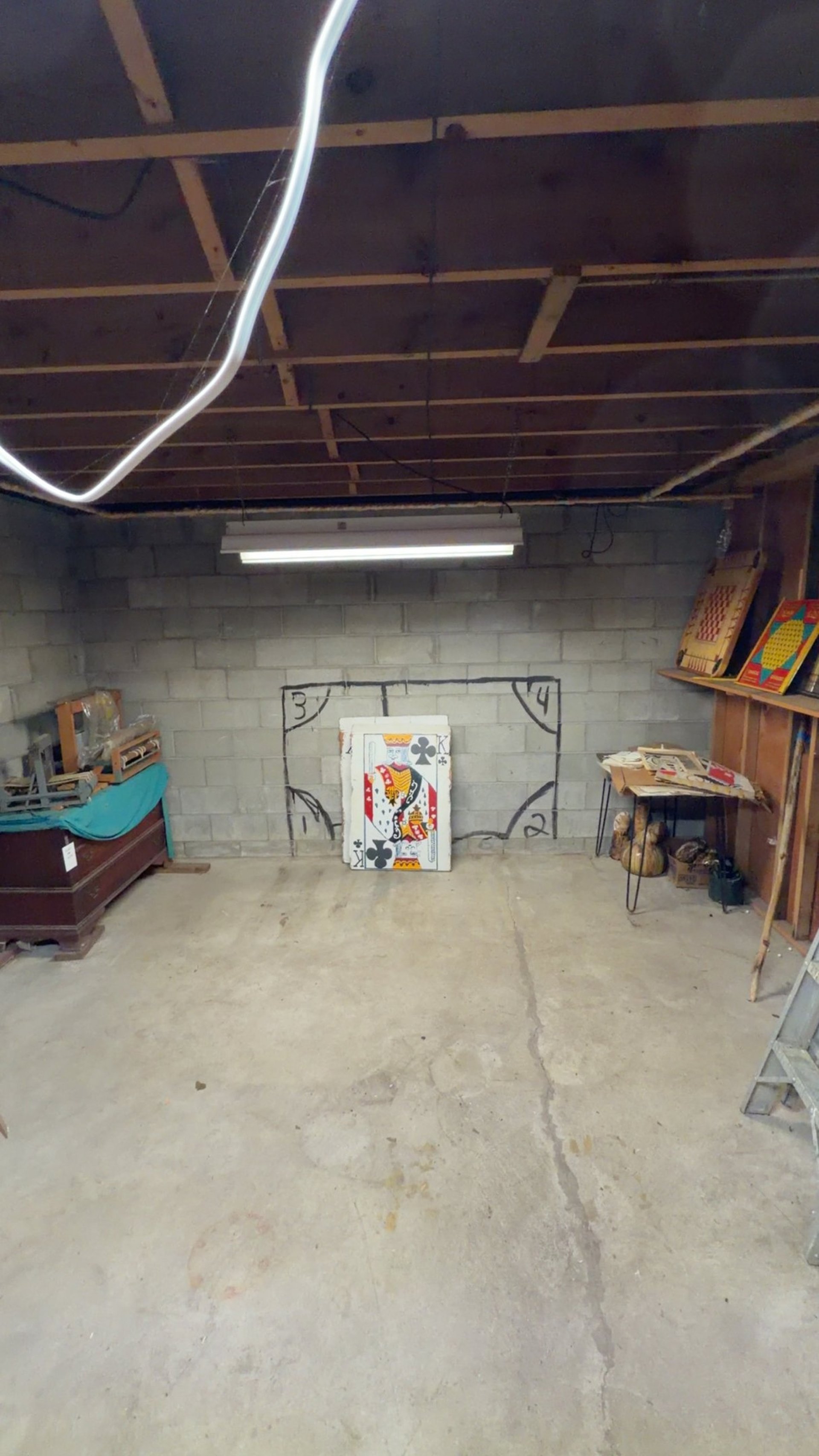 Basement cleanout in Suffield Connecticut removing stored items