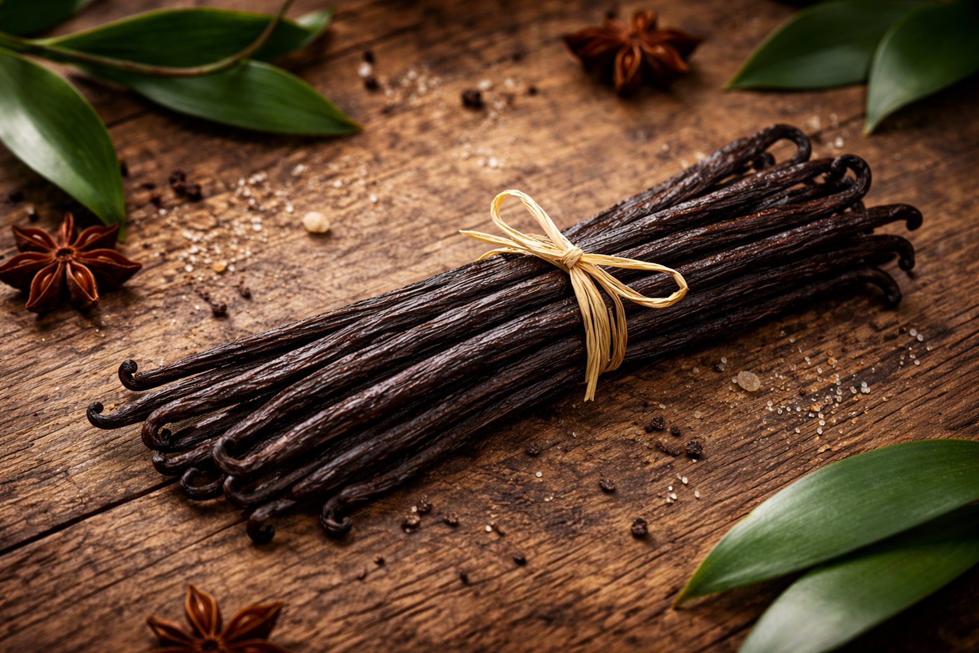 a bundle of sticks sitting on top of a wooden table