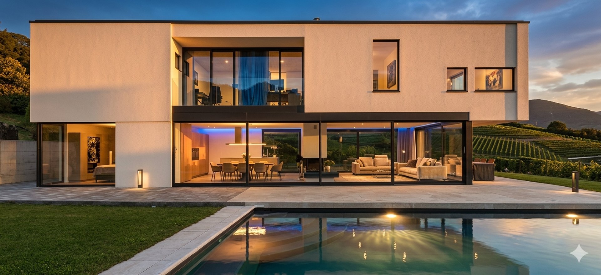 Pose de baies vitrées coulissantes sur maison contemporaine – Vitrier Aniane Hérault