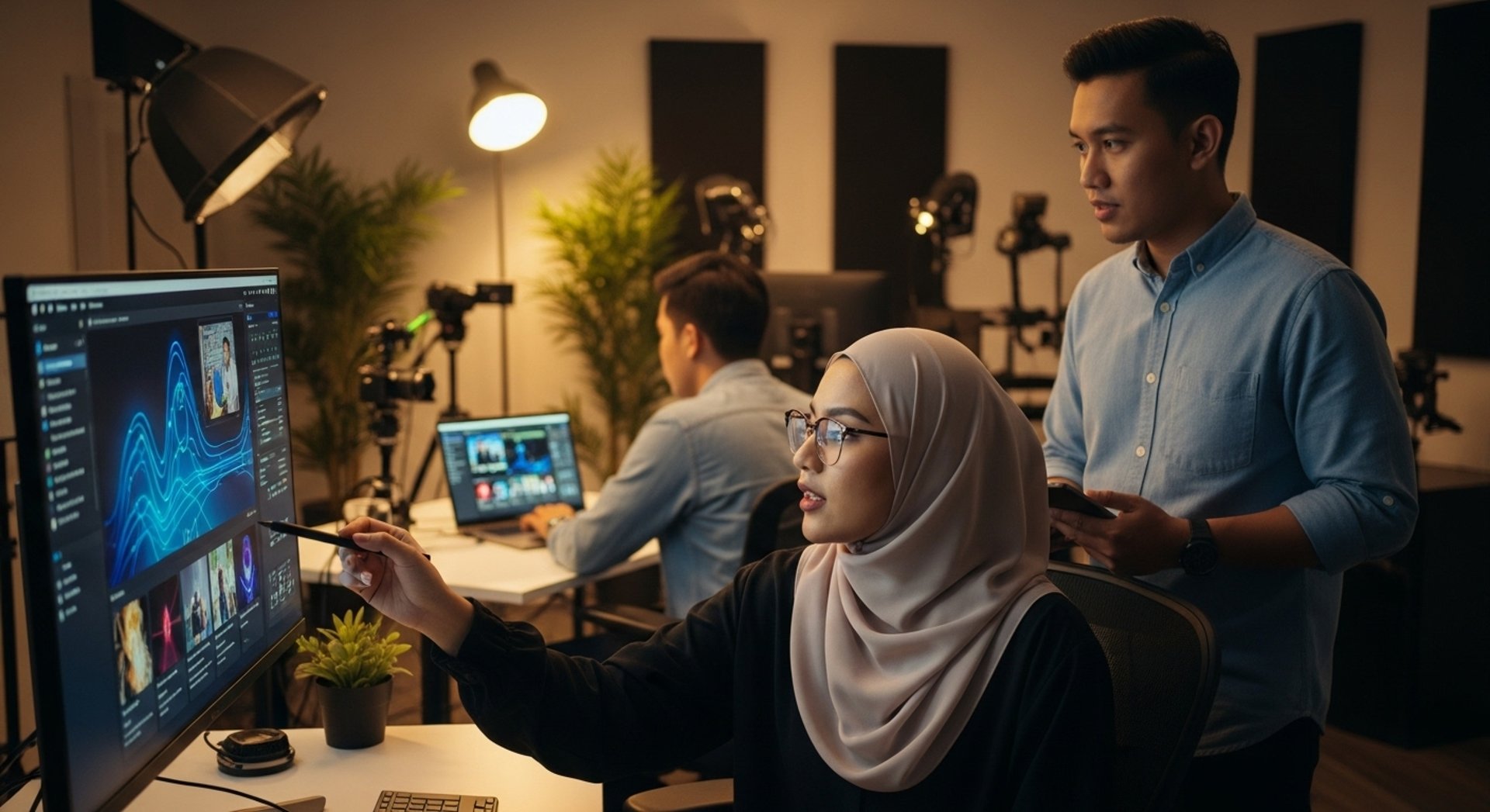 an abstract photo of a curved building with a blue sky in the background