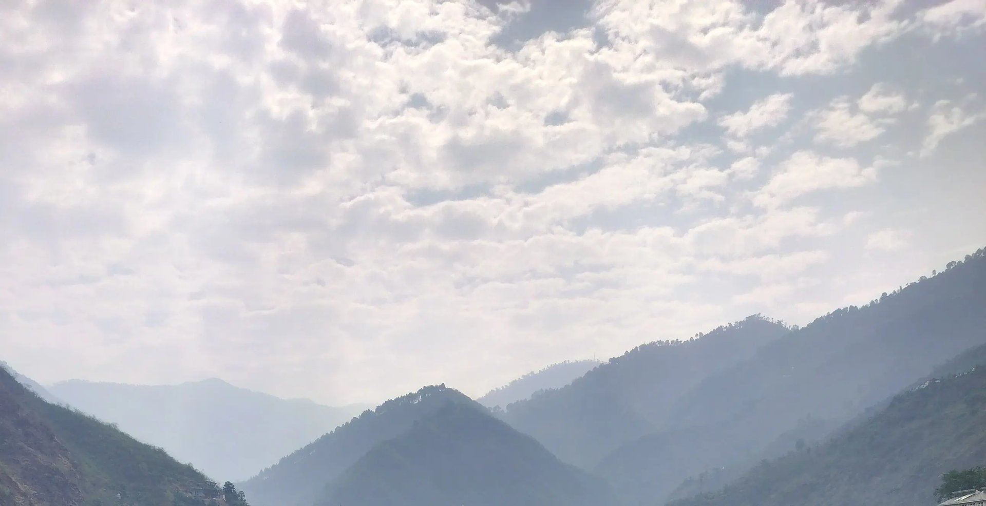 Mountains with clouds.