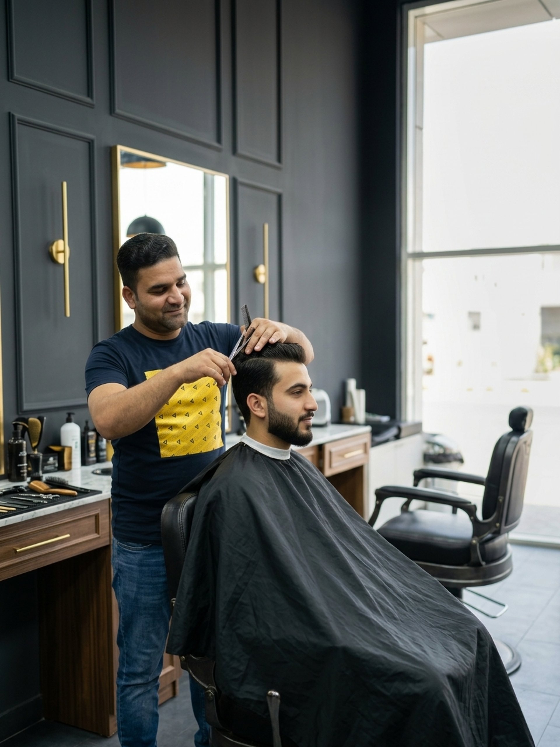 black and brown leather padded tub sofa